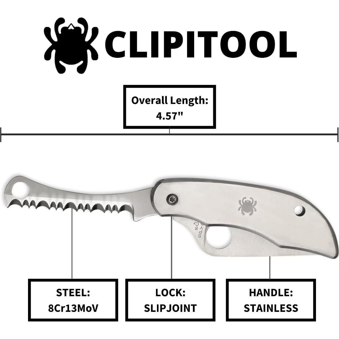 Cuchillo Utilitario Plegable Spyderco ClipiTool 5.08cm Acero Inoxidable