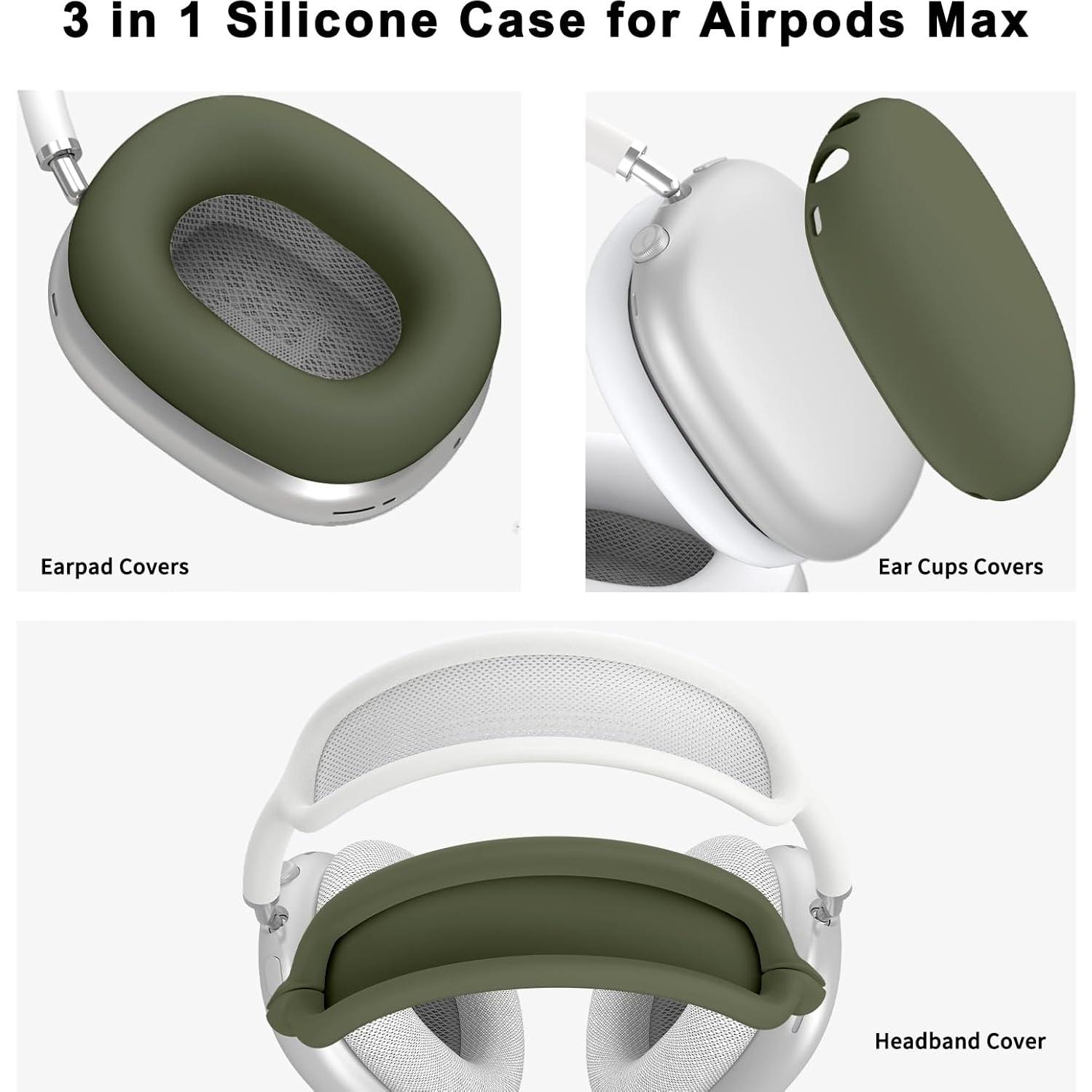 Funda de Silicona 4 en 1 para AirPods Max Polislime Verde Militar