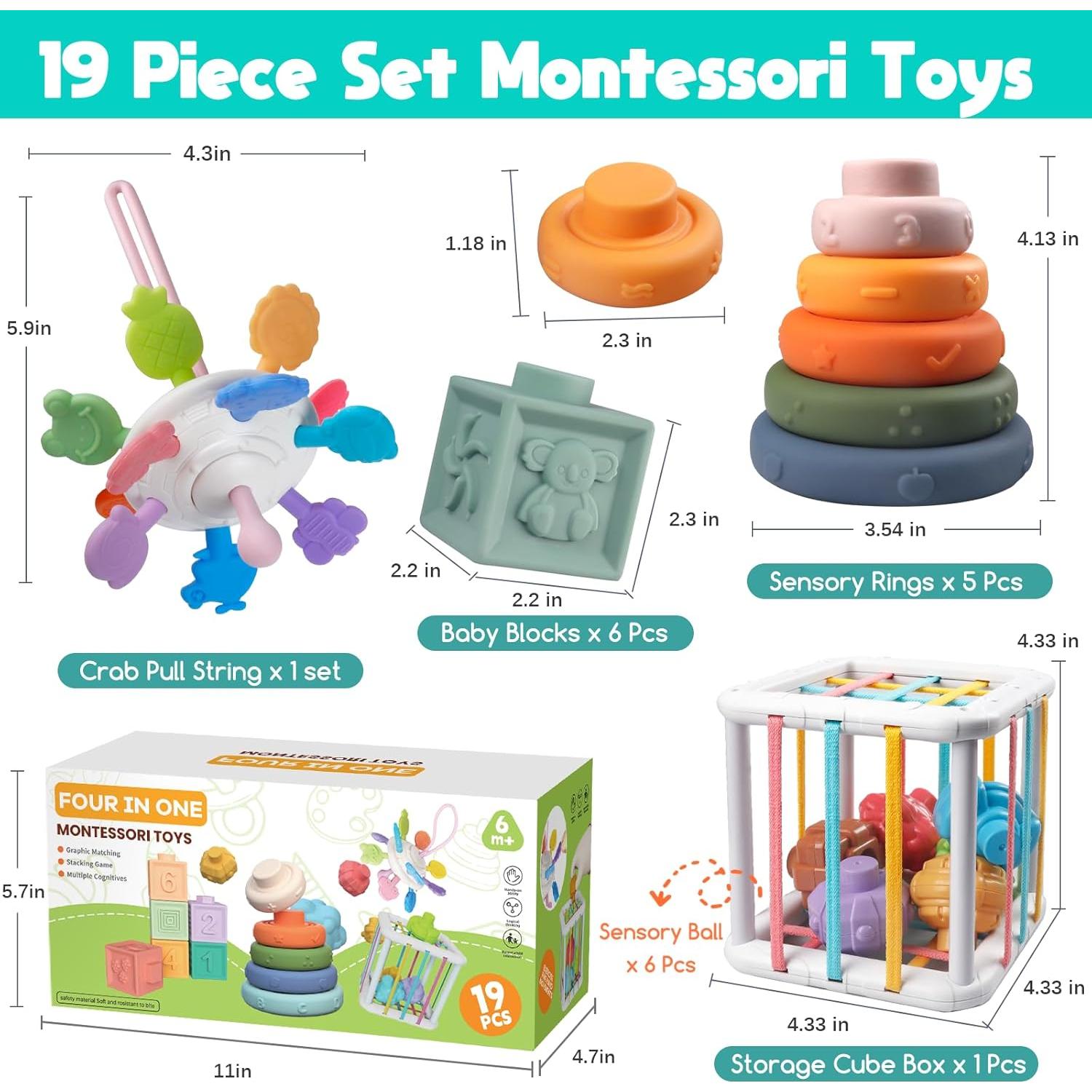 Juguetes Montessori SHANTOU 4 en 1 para Bebés 6-18 Meses