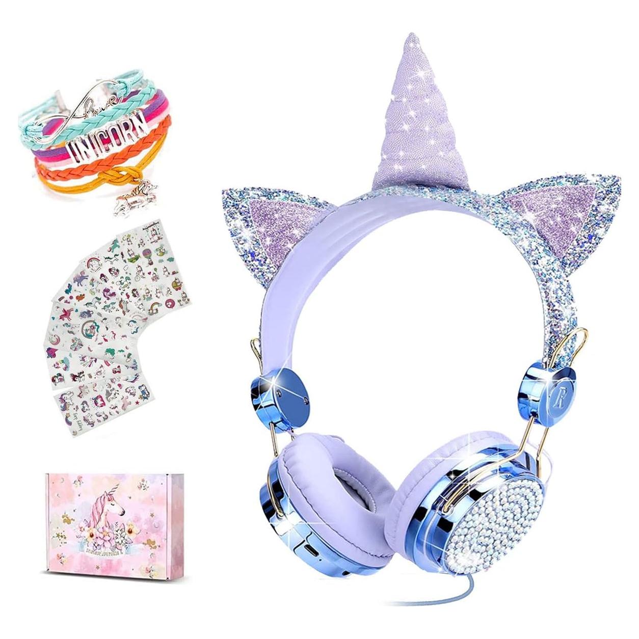 Auriculares SVYHUOK para Niños con Orejas de Gato Azul