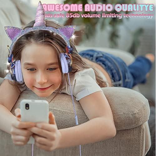 Auriculares SVYHUOK para Niños con Orejas de Gato Azul