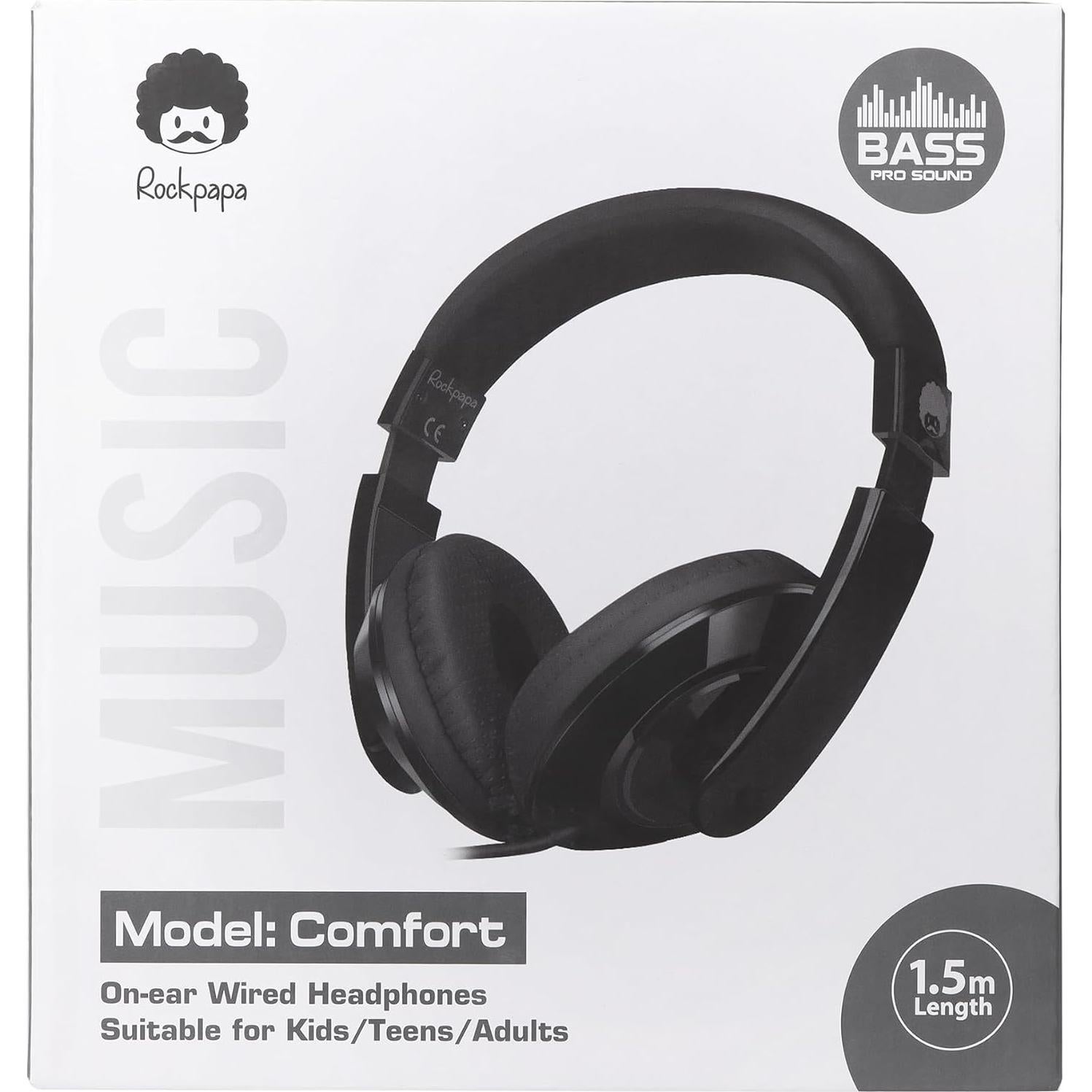 Auriculares Rockpapa Comfort para Niños con Cable 3.5mm Negro