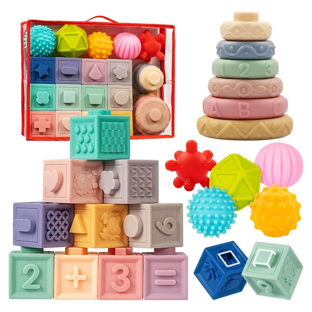 Juguetes Montessori Jyusmile para Bebés 6-12 Meses 24 Piezas