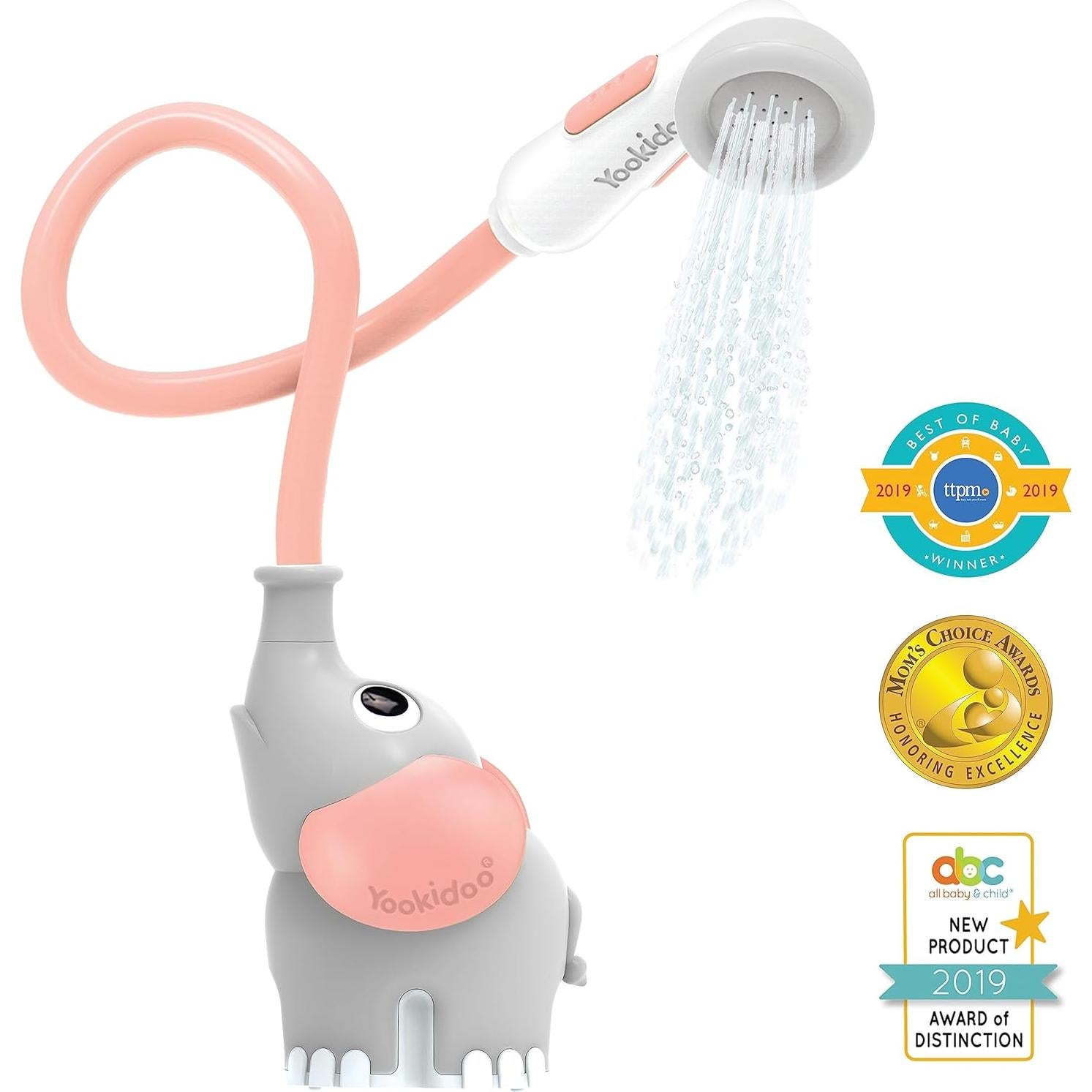 Cabezal de Ducha para Bebés Yookidoo Elefante Rosa