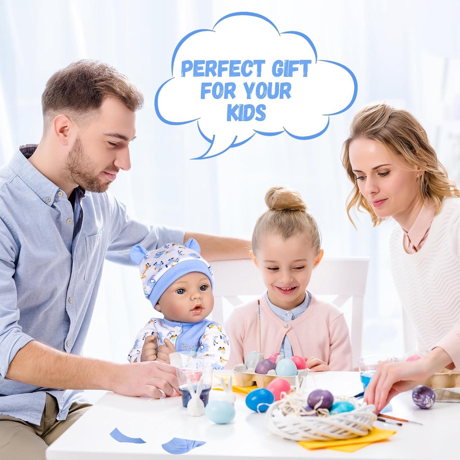 Muñeco de bebé renacido Aori 45.72 cm con set azul