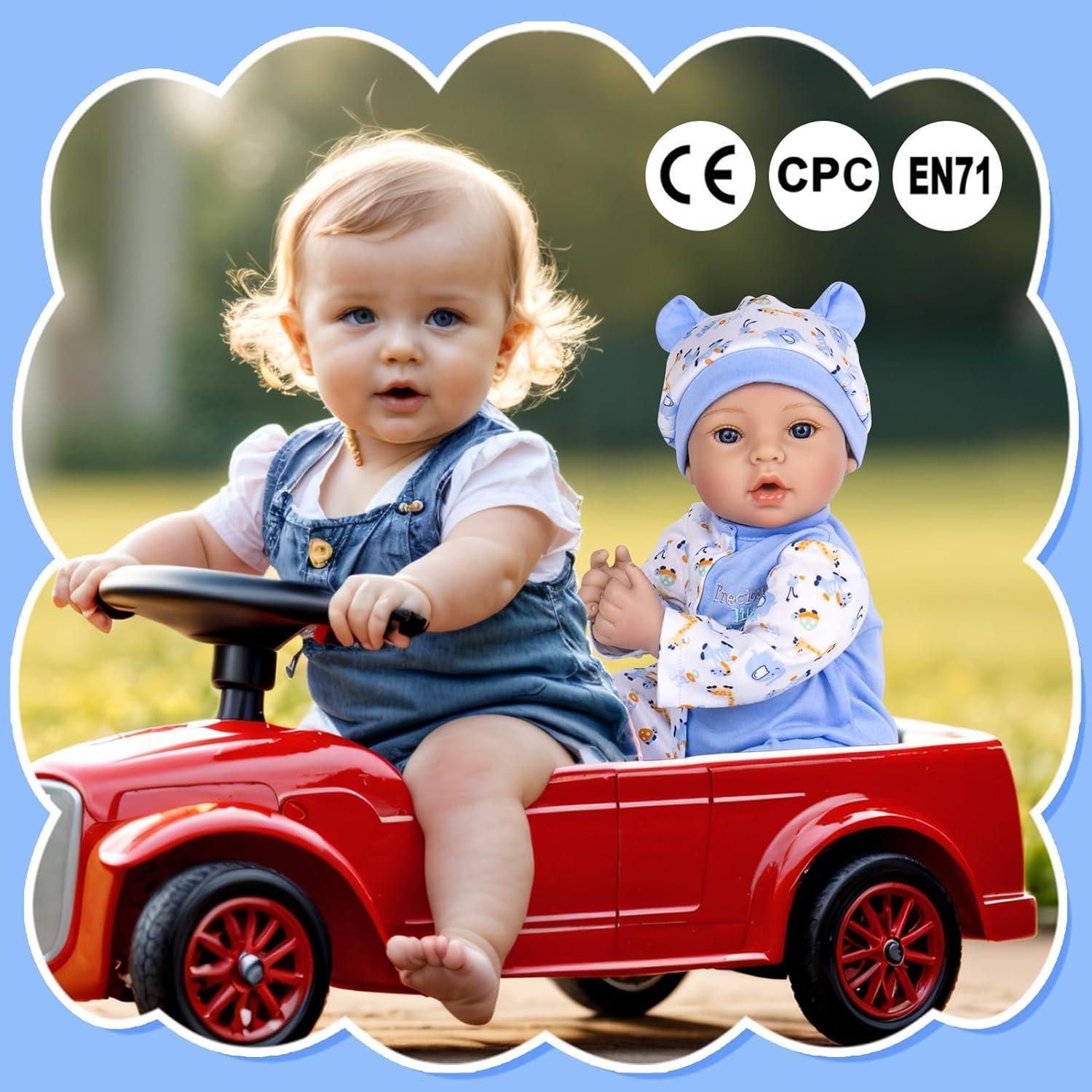 Muñeco de bebé renacido Aori 45.72 cm con set azul