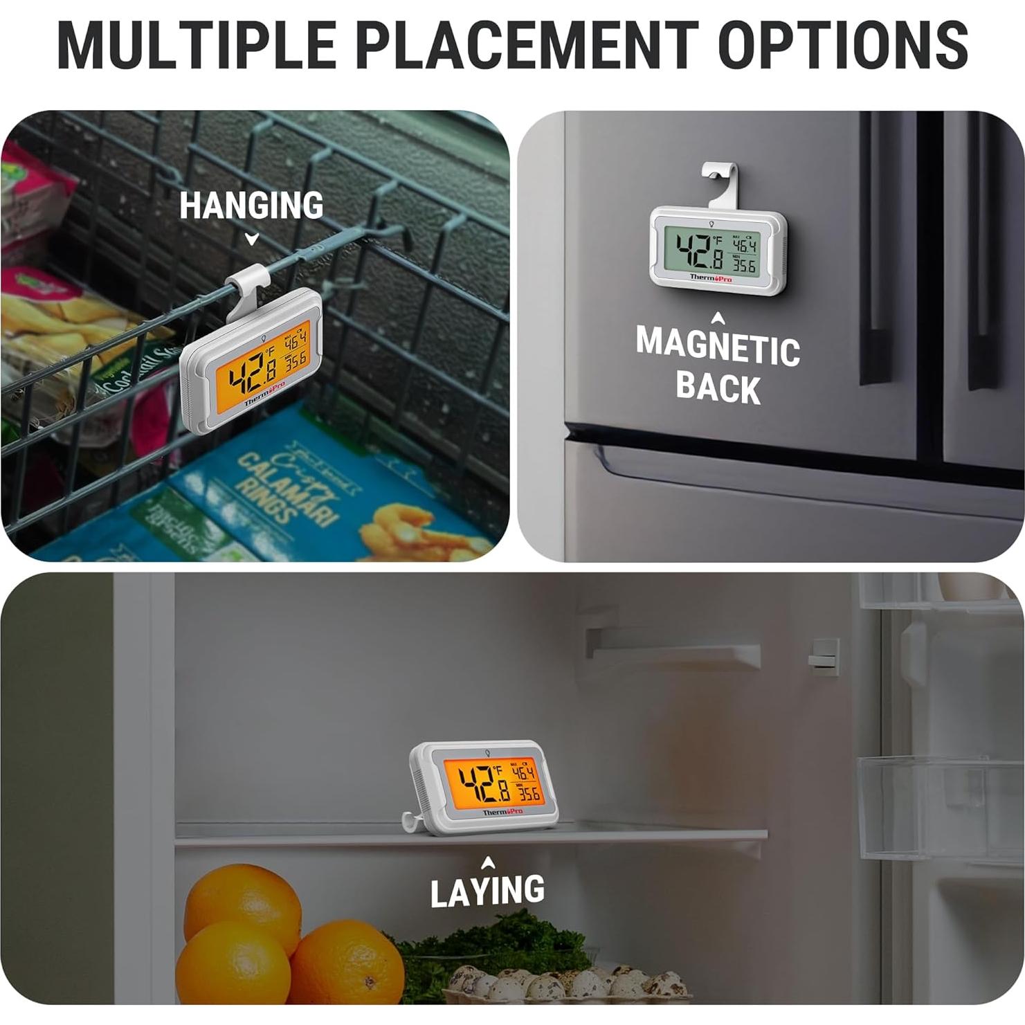 Termómetro de Refrigerador ThermoPro LCD Retroiluminado 2 Pzas