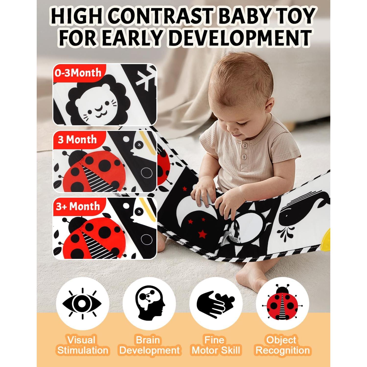 Libro para Bebés de Alto Contraste con Mordedor - 0-3 Años