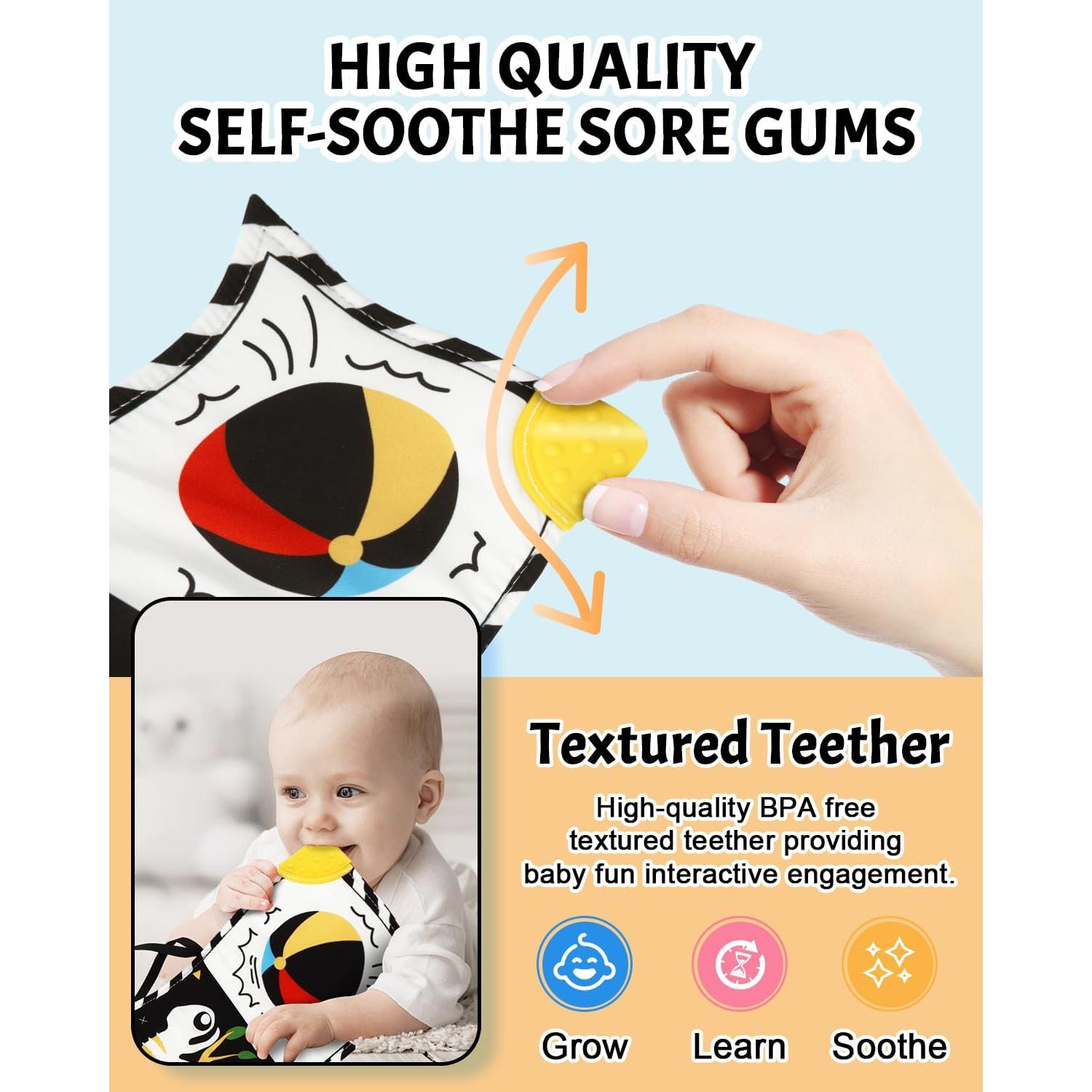 Libro para Bebés de Alto Contraste con Mordedor - 0-3 Años