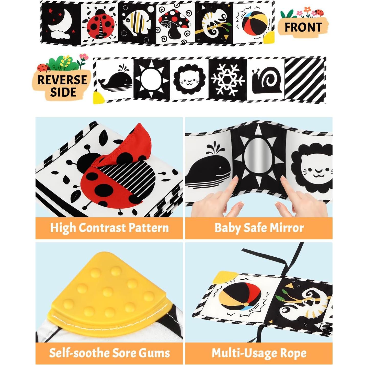 Libro para Bebés de Alto Contraste con Mordedor - 0-3 Años