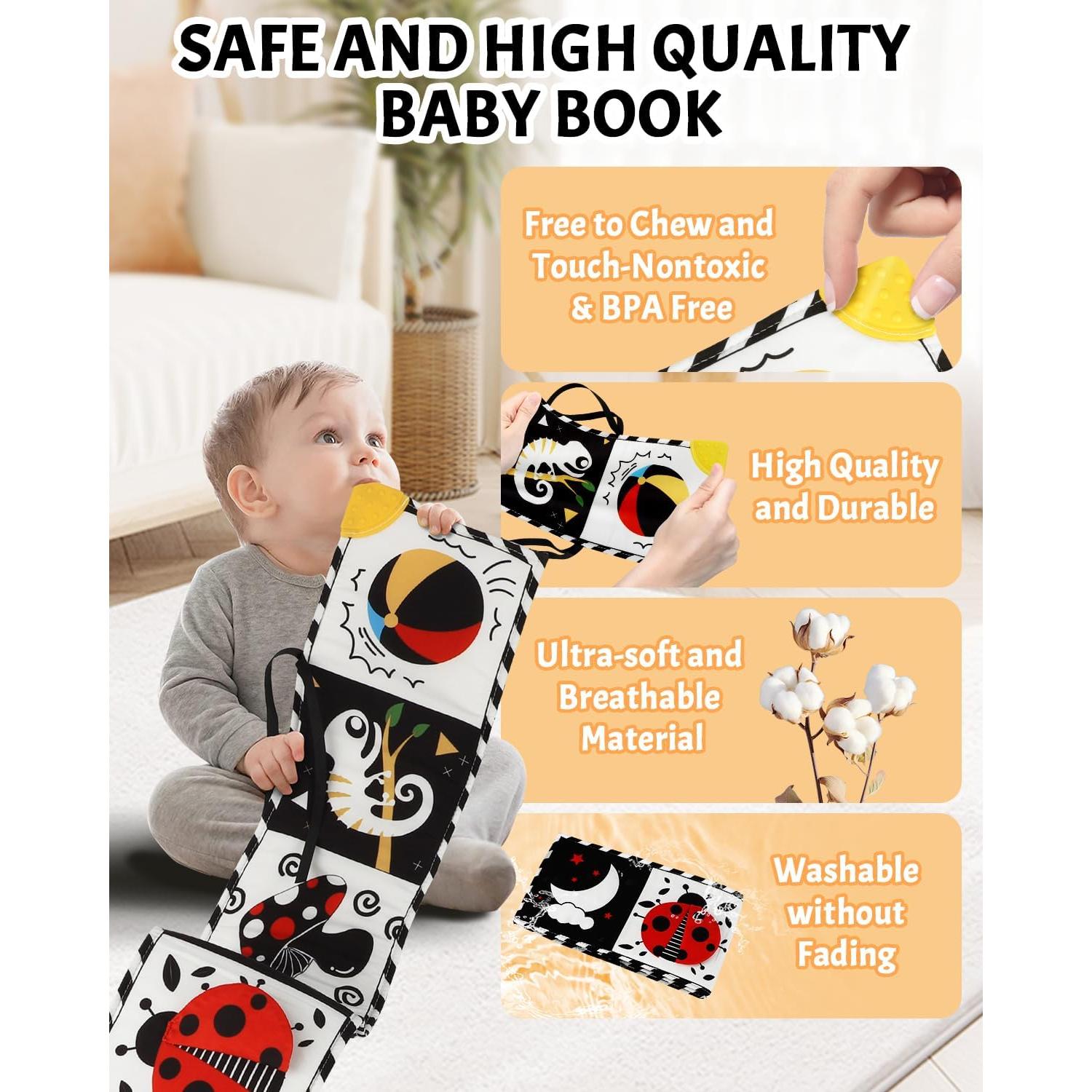 Libro para Bebés de Alto Contraste con Mordedor - 0-3 Años