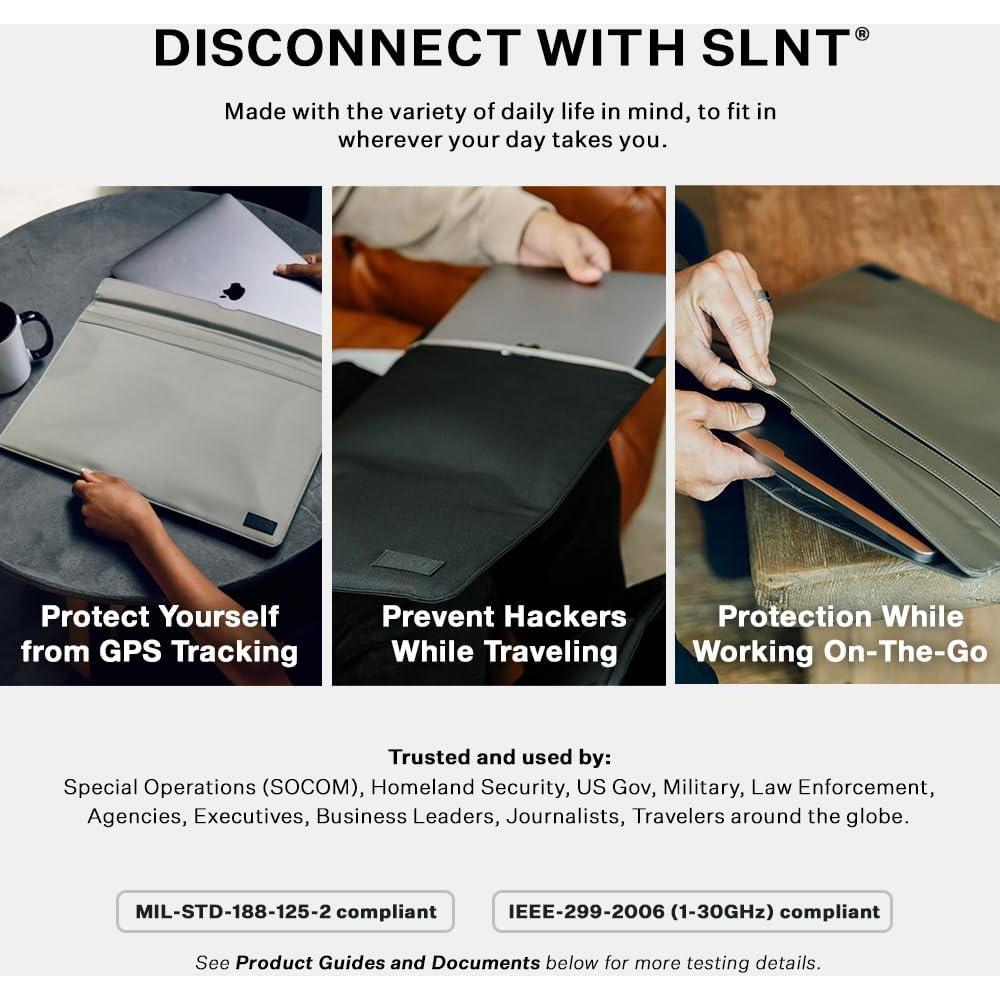 Bolsa Faraday Silent Pocket Cuero Negro 13" Protección Signal