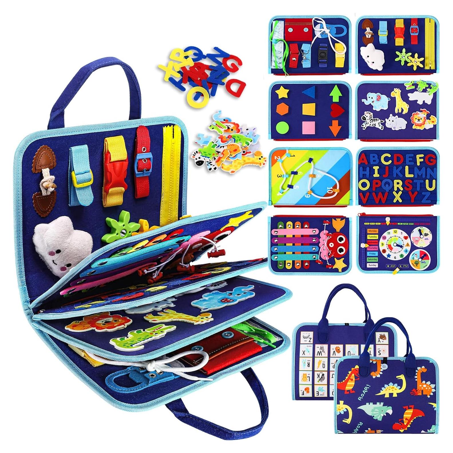 Tablero Ocupado Montessori Esjay Dinosaurio Azul 10x15 cm