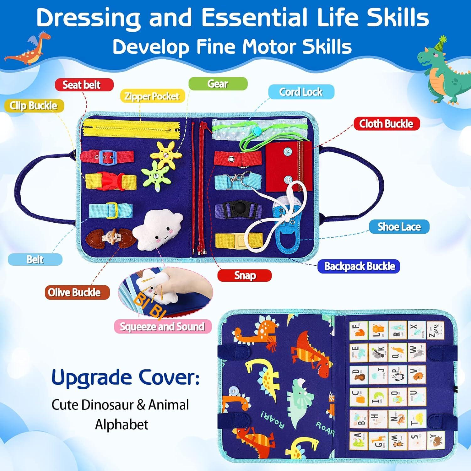 Tablero Ocupado Montessori Esjay Dinosaurio Azul 10x15 cm