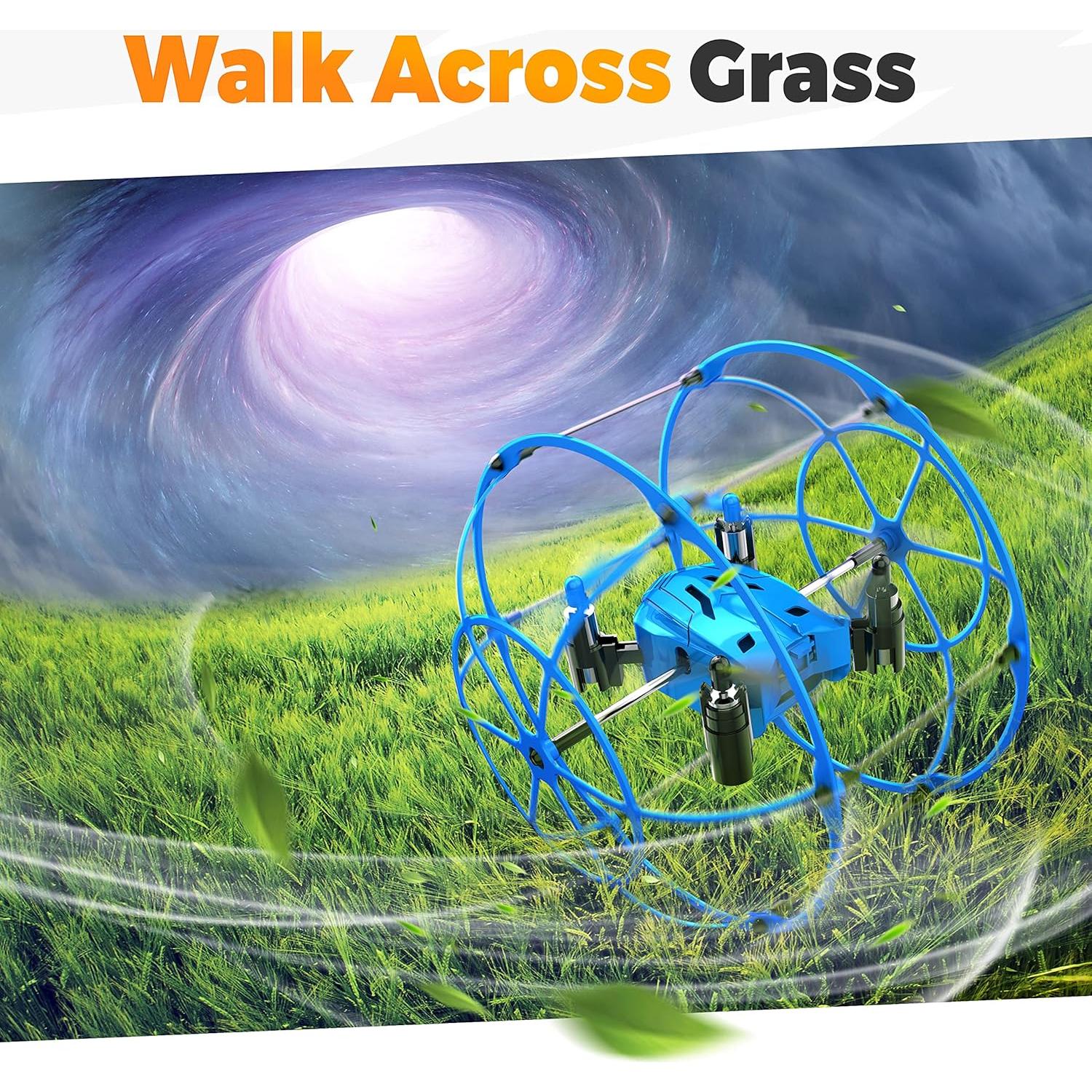 BEZGAR HQ053 Remote Control Drone for Kids - RC Mini Spherical Rolling Quadcopter Beginner 360 Degree Flip, Christmas Birthday Gift Indoor Outdoor Toys for Boys Age 4 5 6 7 8-12, Blue