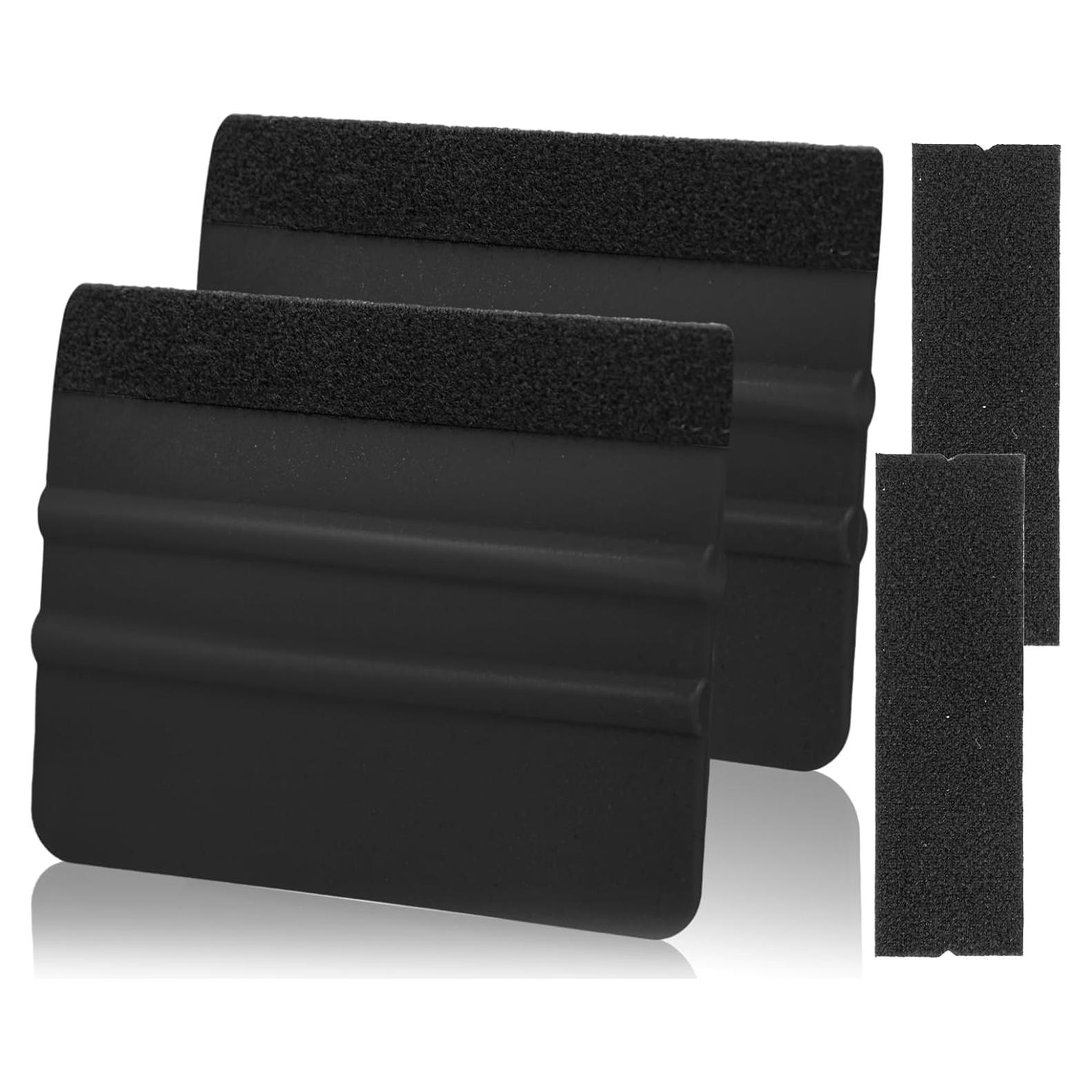 Raspador de Vinilo AMZDEPOT 4" Negro 2 Pcs con Fieltro Extra