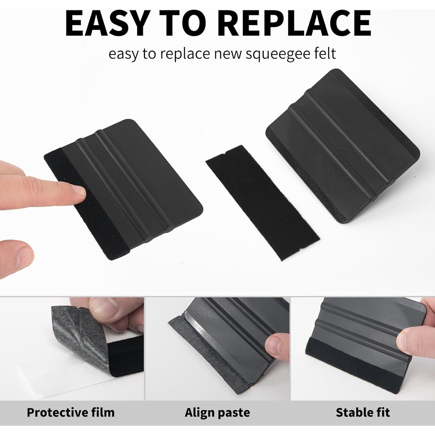 Raspador de Vinilo AMZDEPOT 4" Negro 2 Pcs con Fieltro Extra