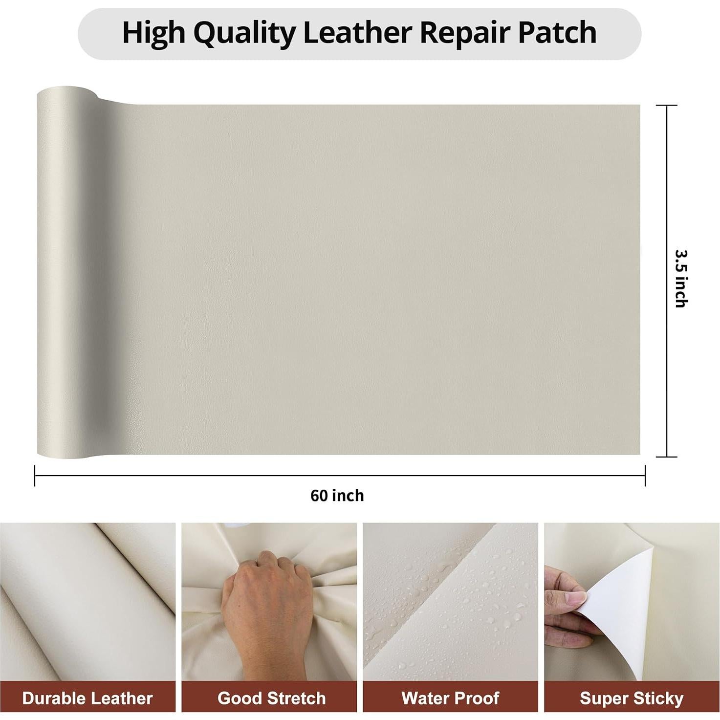 Parche de Reparación de Cuero AVEUO 8.89x152.4 cm Beige