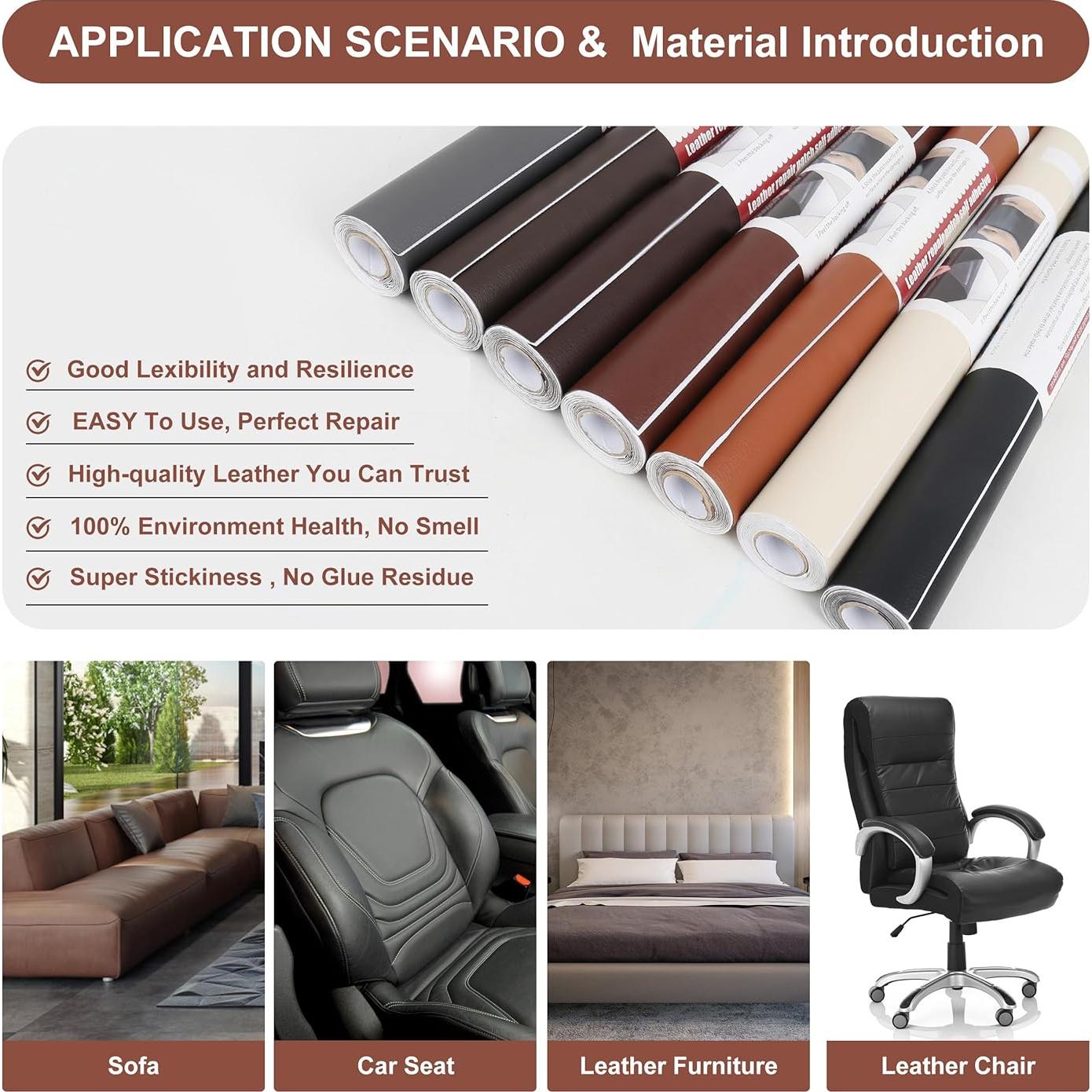 Parche de Reparación de Cuero AVEUO 8.89x152.4 cm Beige