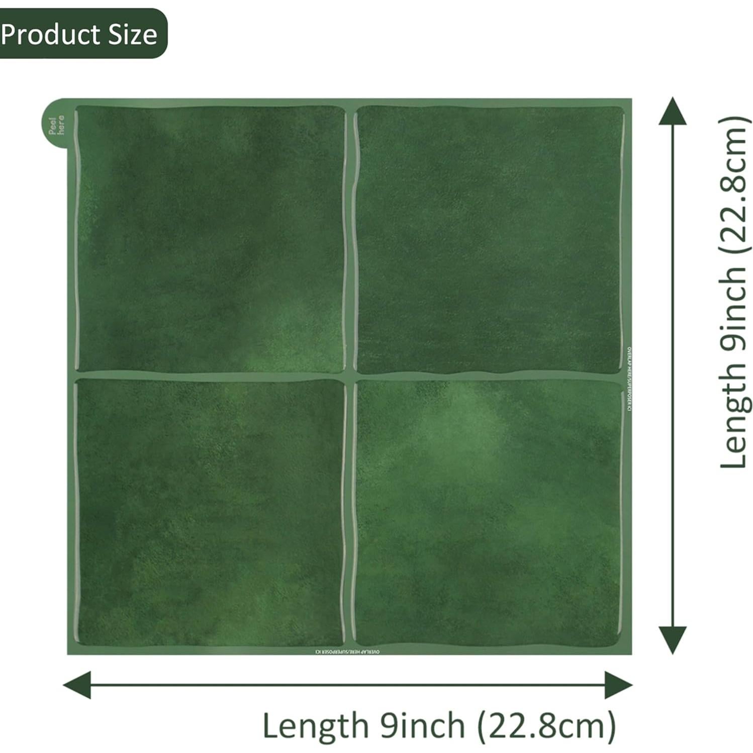 Paquete de 10 Azulejos Autoadhesivos AOFEGRLT 23x23 cm Verde