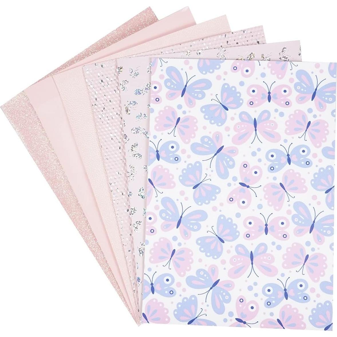 Hojas de Cuero Sintético Litchi 6 Pack Rosa Bebé 20x30 cm