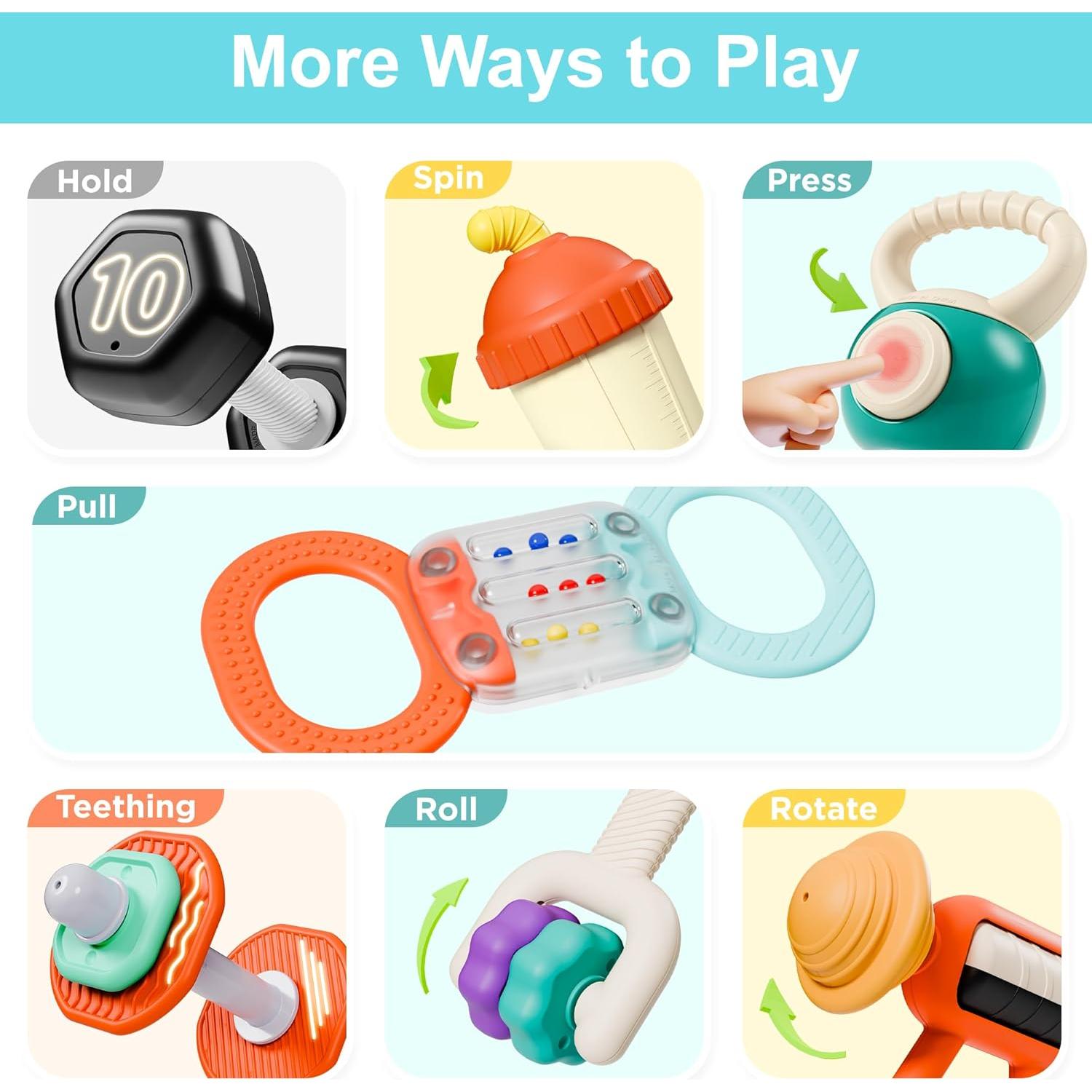 Conjunto de Sonajeros iPlay, iLearn 7PCS para Bebés
