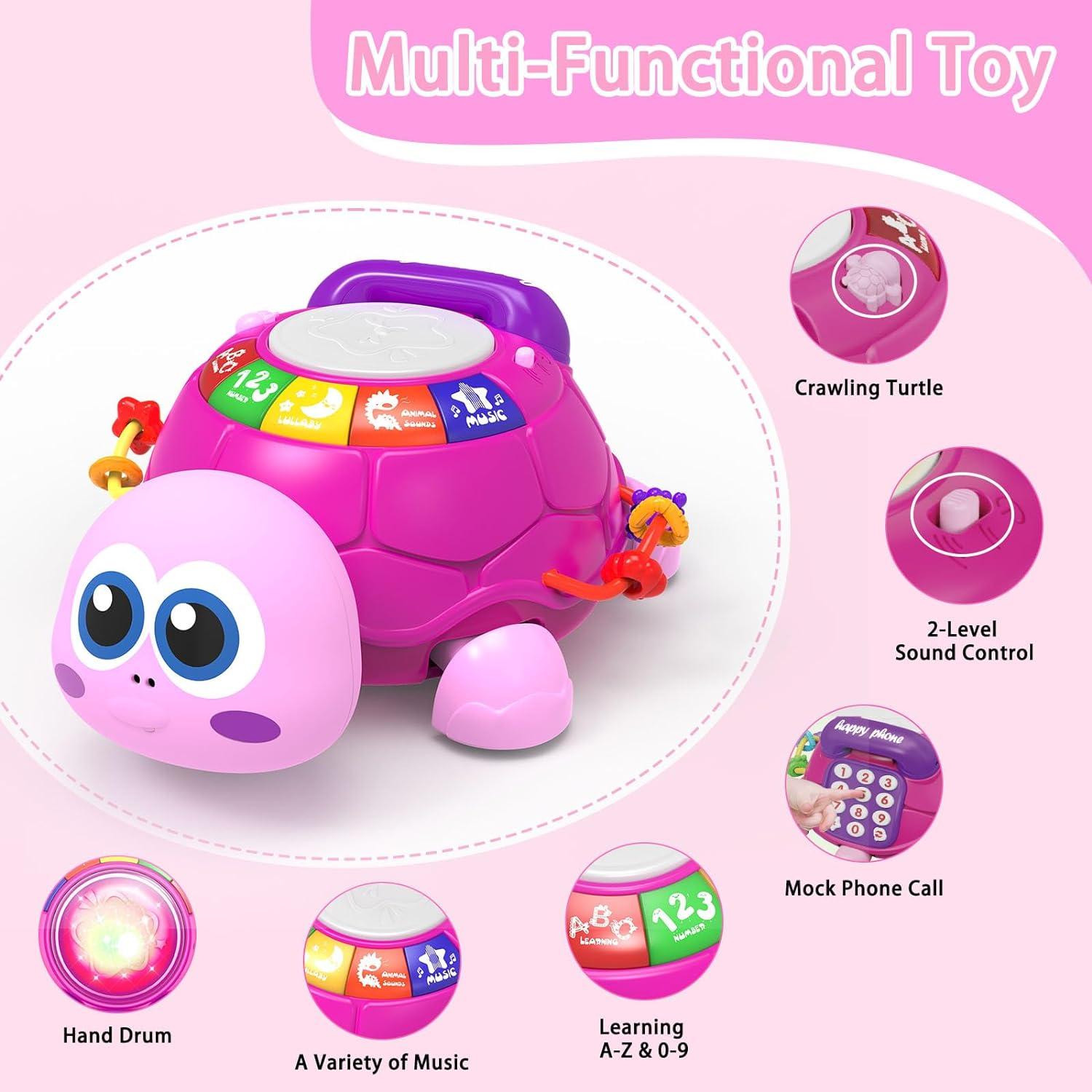 Juguete Musical Tortuga USSYBABY Rosa 6 en 1 para Bebés