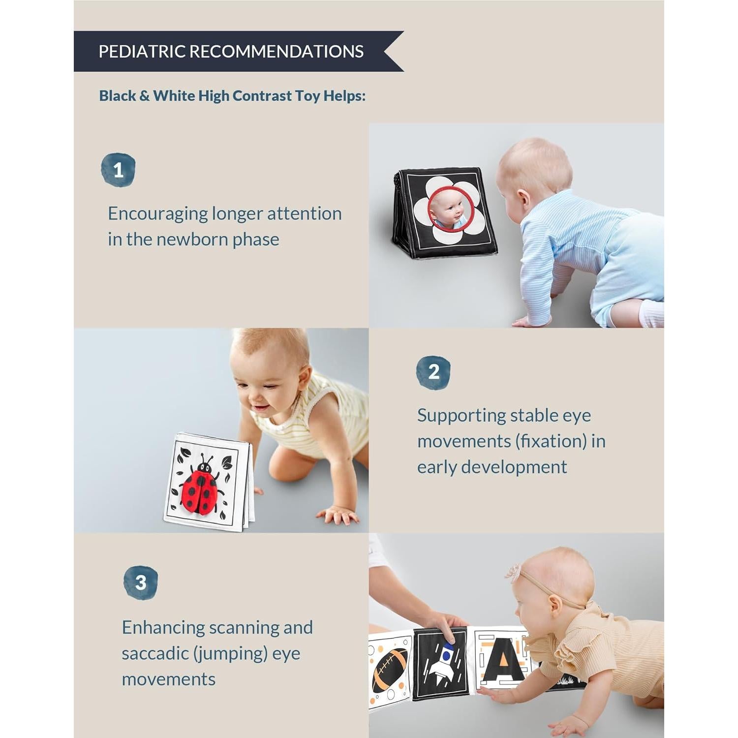 Libro Sensorial para Bebés Infinno Blanco y Negro 0-6 Meses