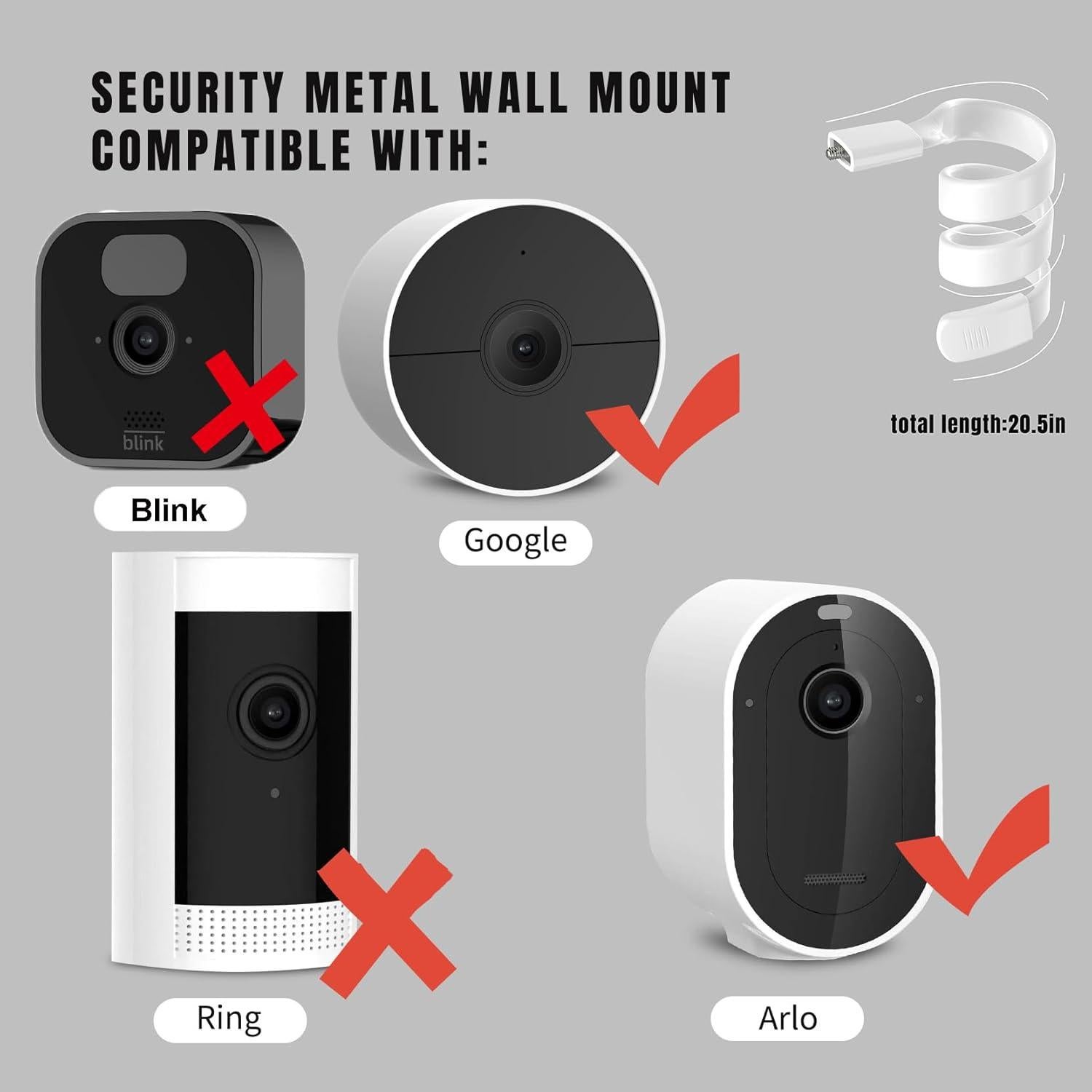 Soporte Giratorio Flexible para Cámara Arlo Pro 2/3/Ultra - Blanco