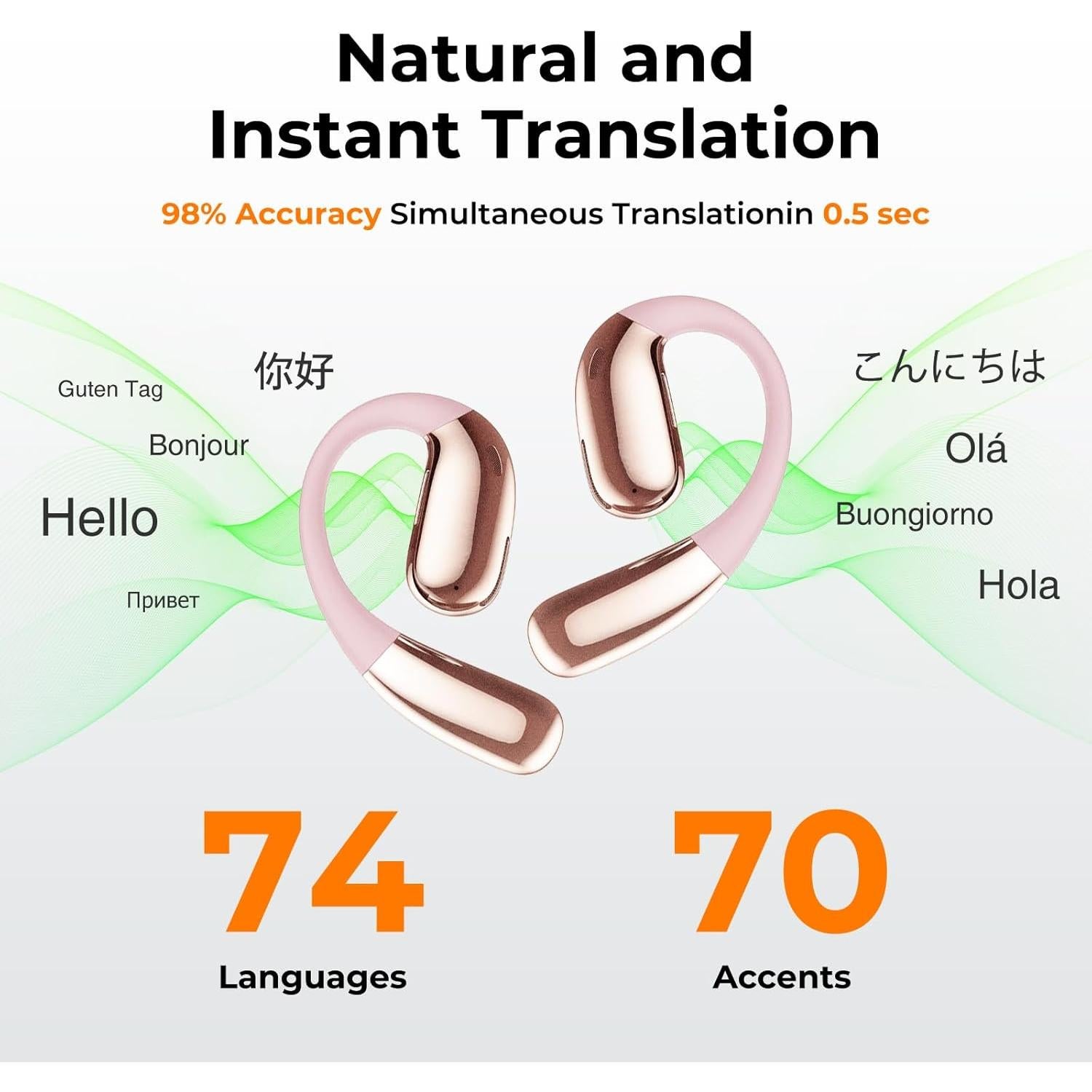 Auriculares Traductores AI FocoMyLord A38-P 144 Idiomas IPX5