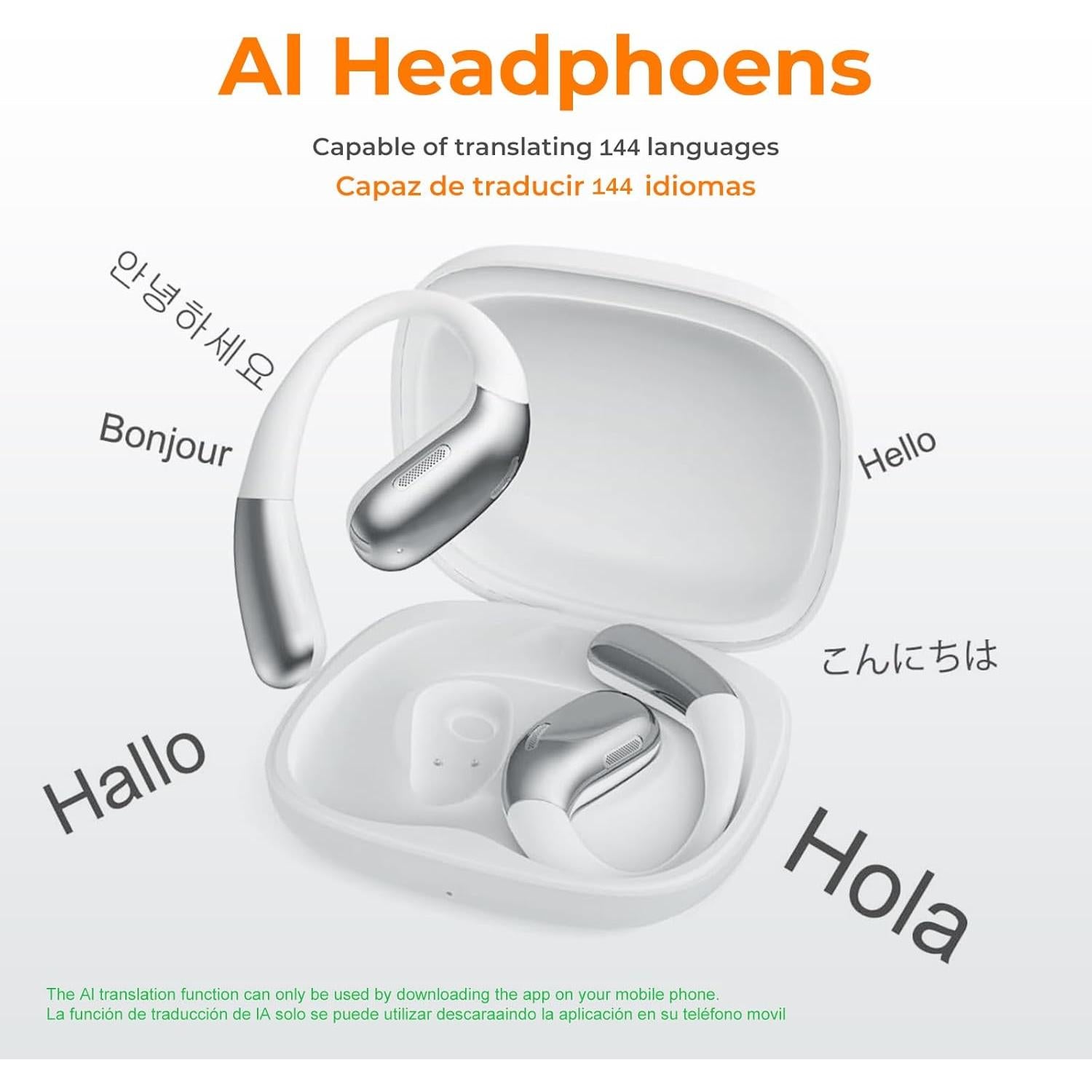 Auriculares Traductores AI FocoMyLord A38-W 144 Idiomas IPX5