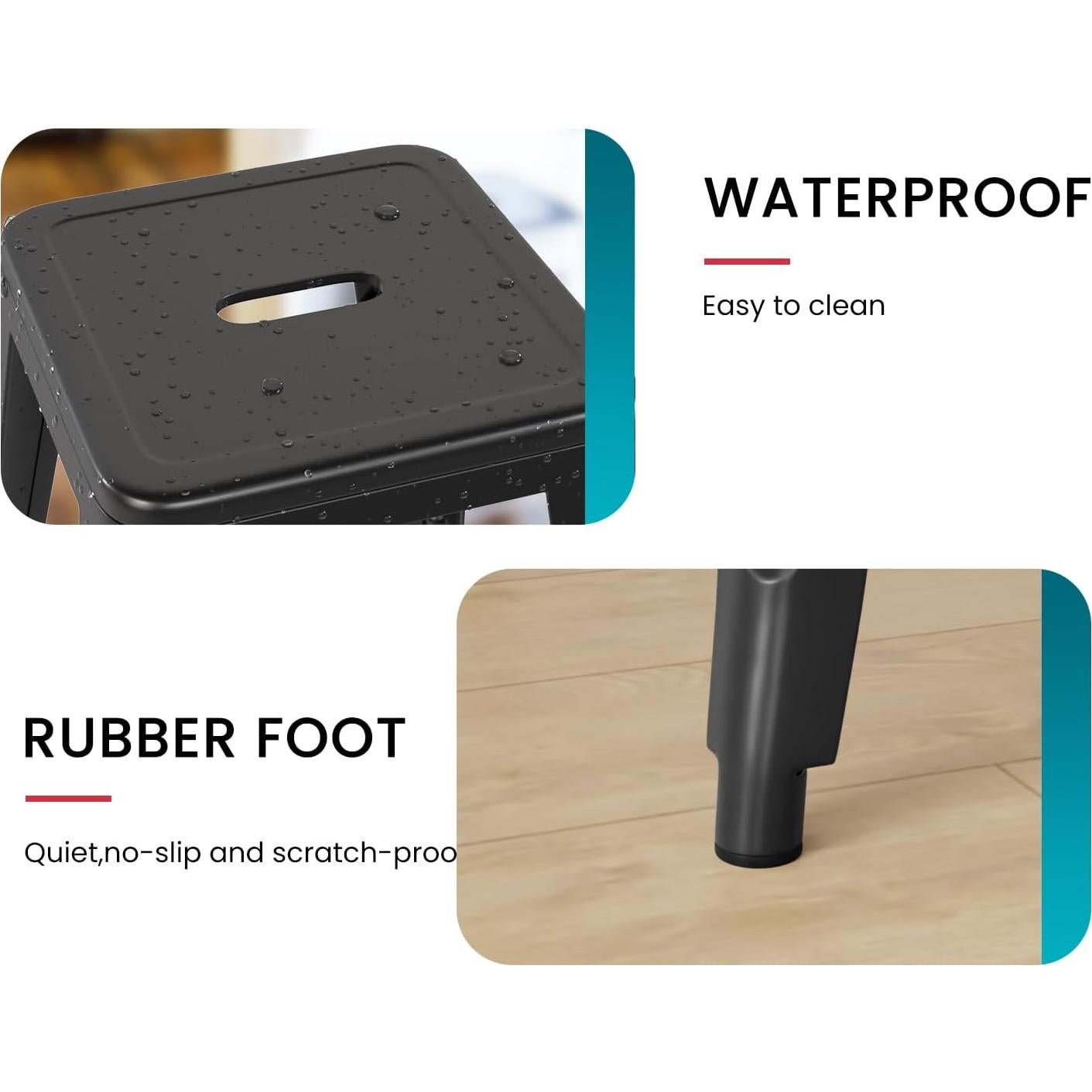 Set de 4 Taburetes de Bar Apilables PayLessHere 76.2 cm Negro