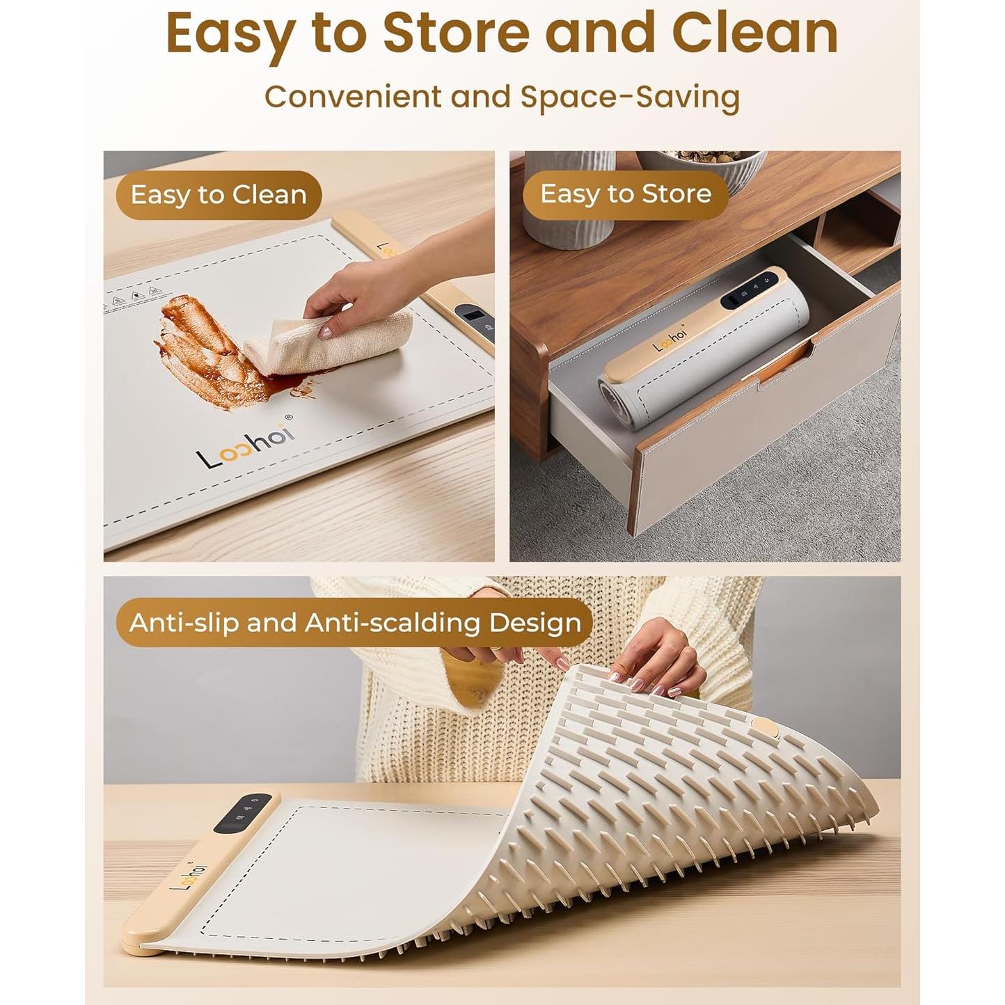 Alfombrilla Calentadora de Comida LOOHOI 61x36.8cm 6 Niveles