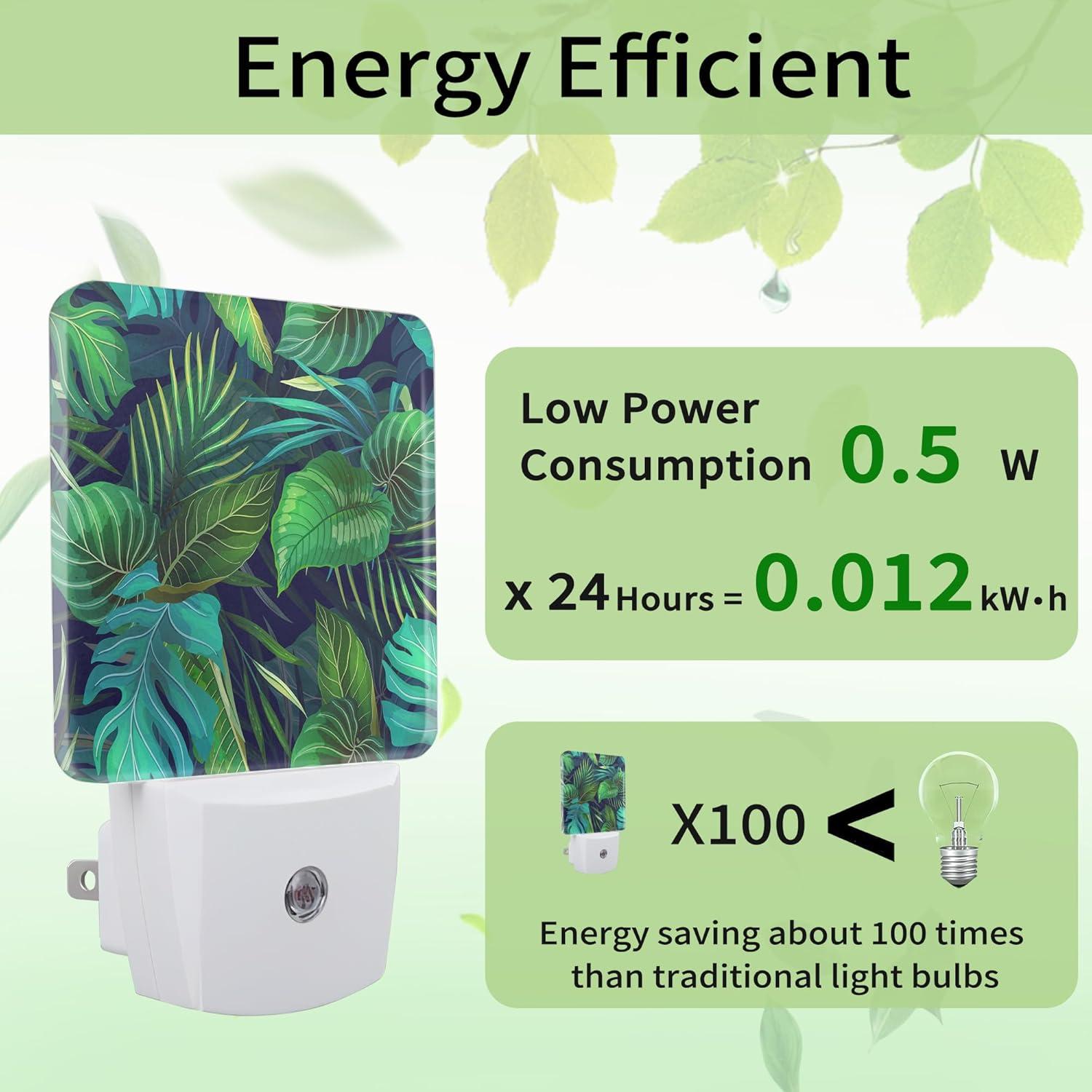 Luz Nocturna Enchufada ZTHLL Hoja Verde con Sensor Automático