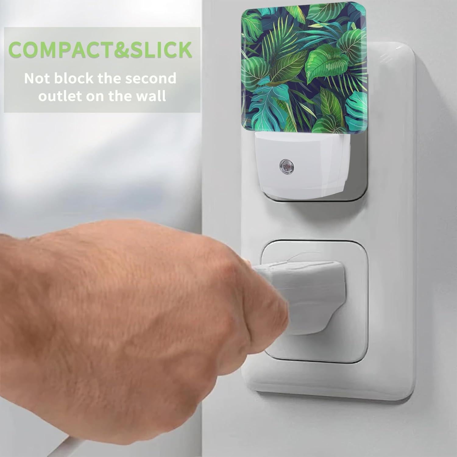 Luz Nocturna Enchufada ZTHLL Hoja Verde con Sensor Automático