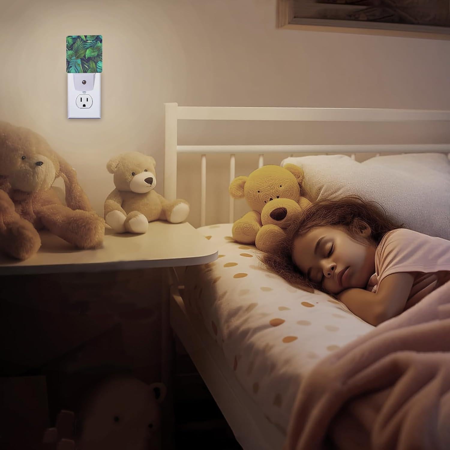 Luz Nocturna Enchufada ZTHLL Hoja Verde con Sensor Automático