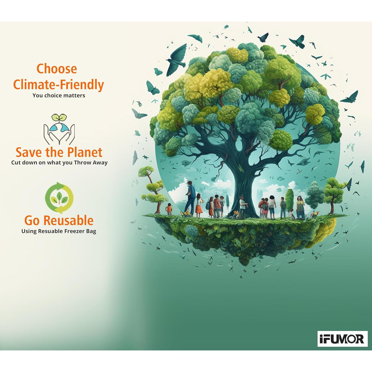 Paquete de 5 Bolsas Reutilizables iFUMOR 1 Galón Apto Lavavajillas