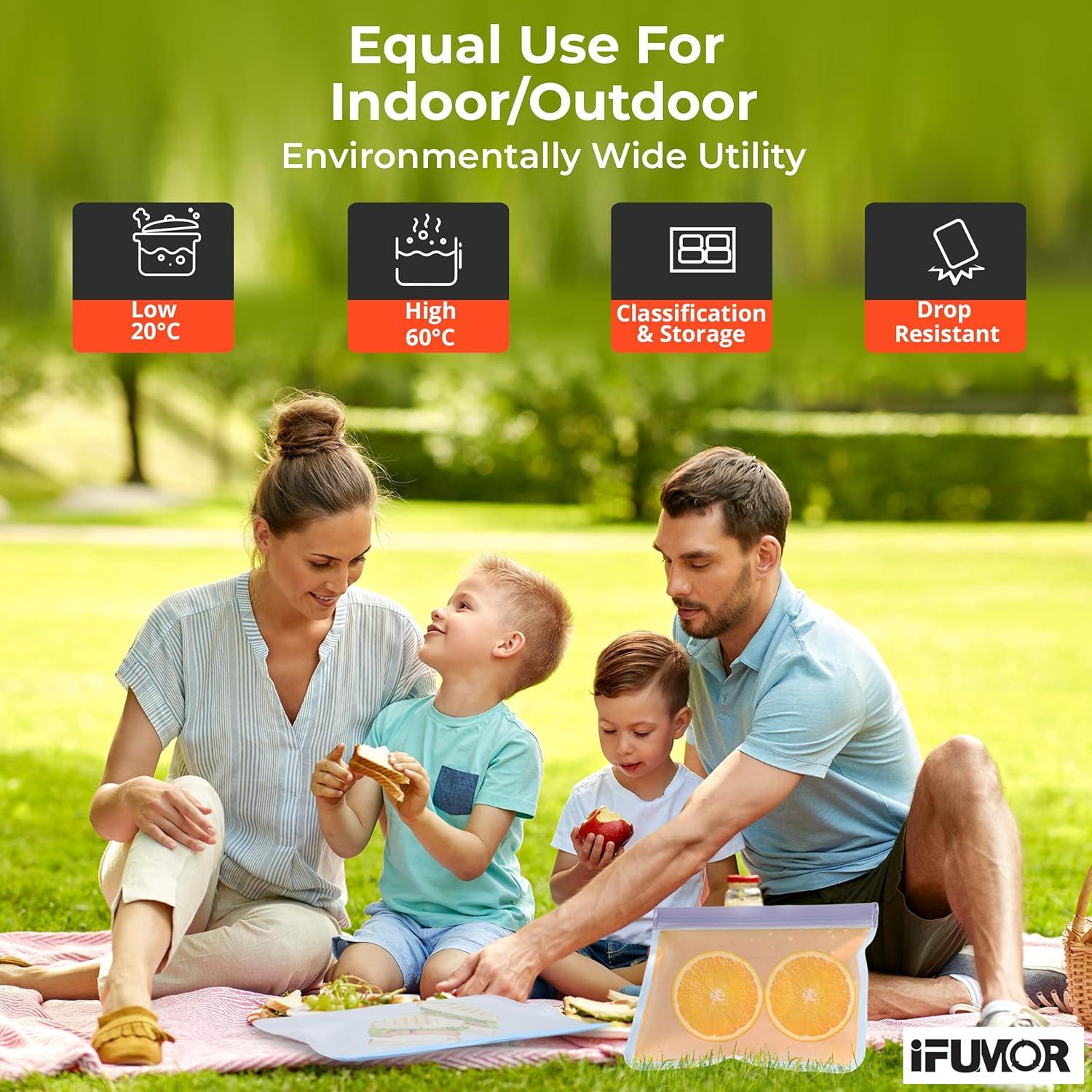 Paquete de 5 Bolsas Reutilizables iFUMOR 1 Galón Apto Lavavajillas