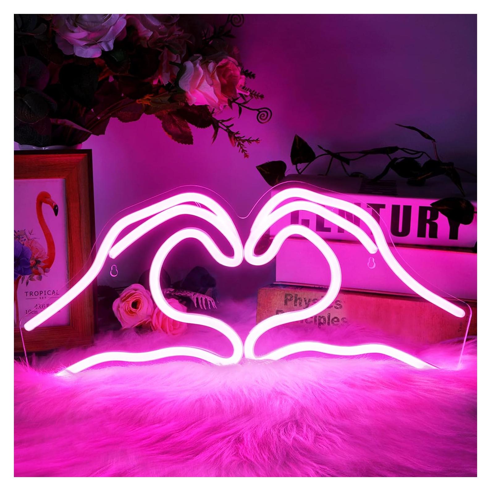Luz de Neón Corazón Rosa SINTENILL 40 cm LED USB Decorativa
