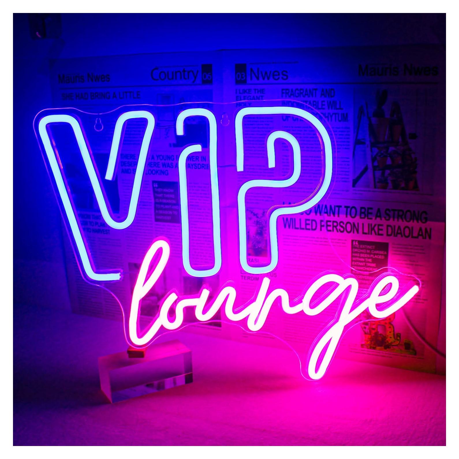 Cartel de Neón VIP Lounge Horseneon 32x42 cm Azul y Rosa