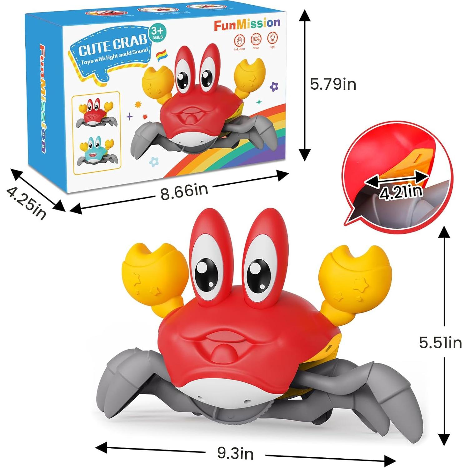 Juguete Cangrejo Gateador FunMission Rojo con Música y Luz