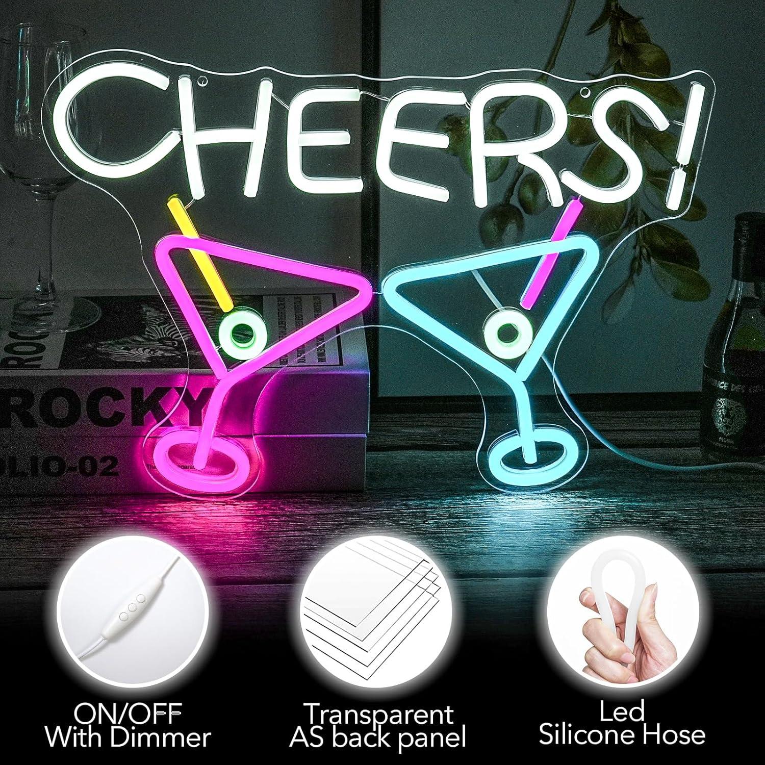 Cartel de Neón LED Noasktt Cocktail Cheers 42x29.2 cm