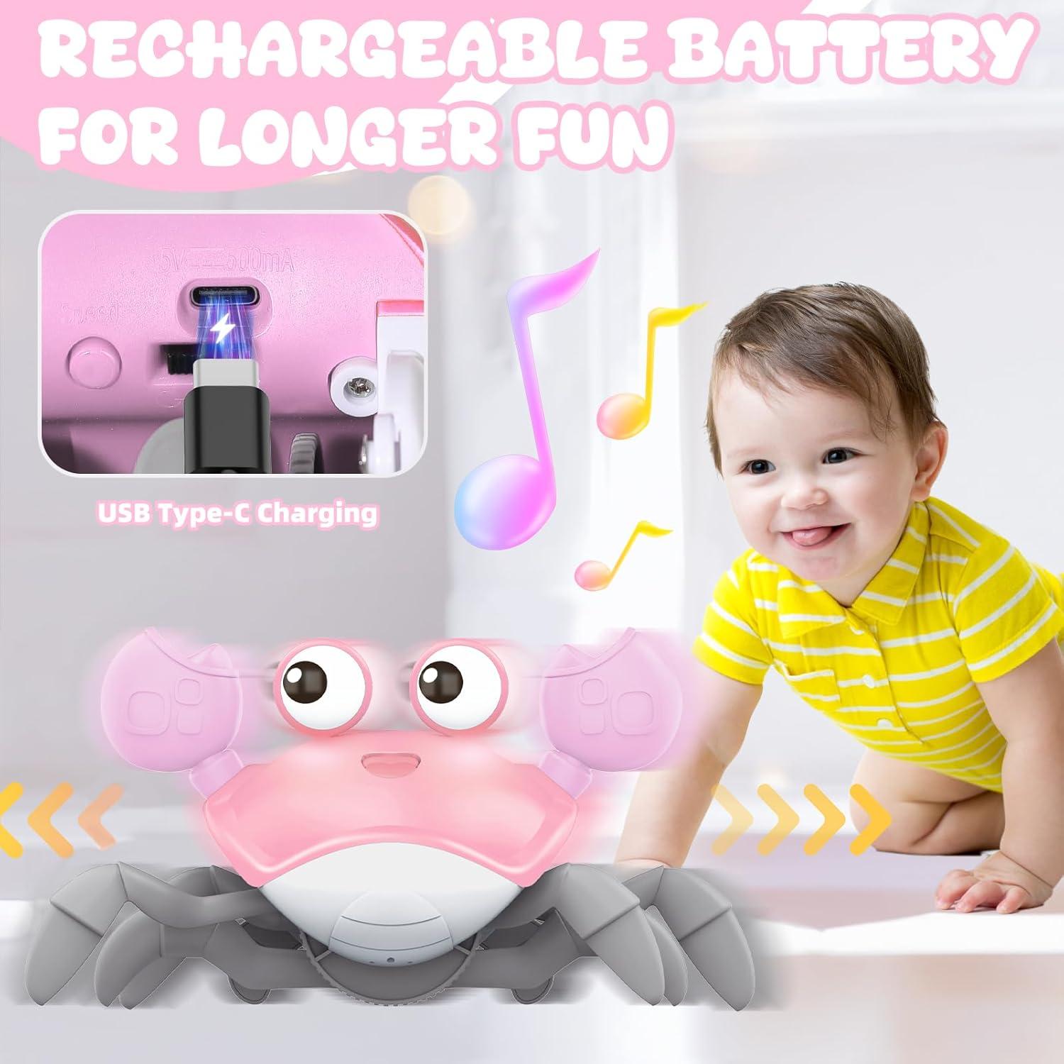 Juguete Cangrejo Gateador KIZJORYA Rosa Musical 0-6 Años