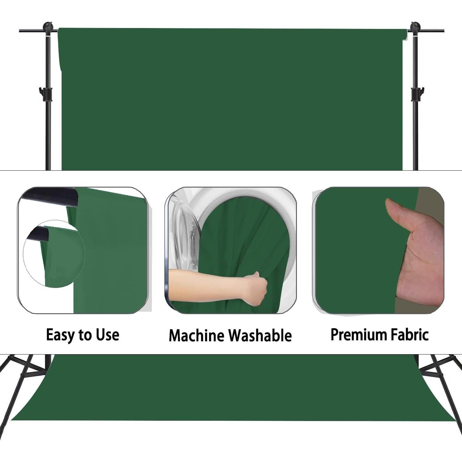 Fondo de Fotografía Verde Oscuro TERSUM 1.52x2.13m para Retratos