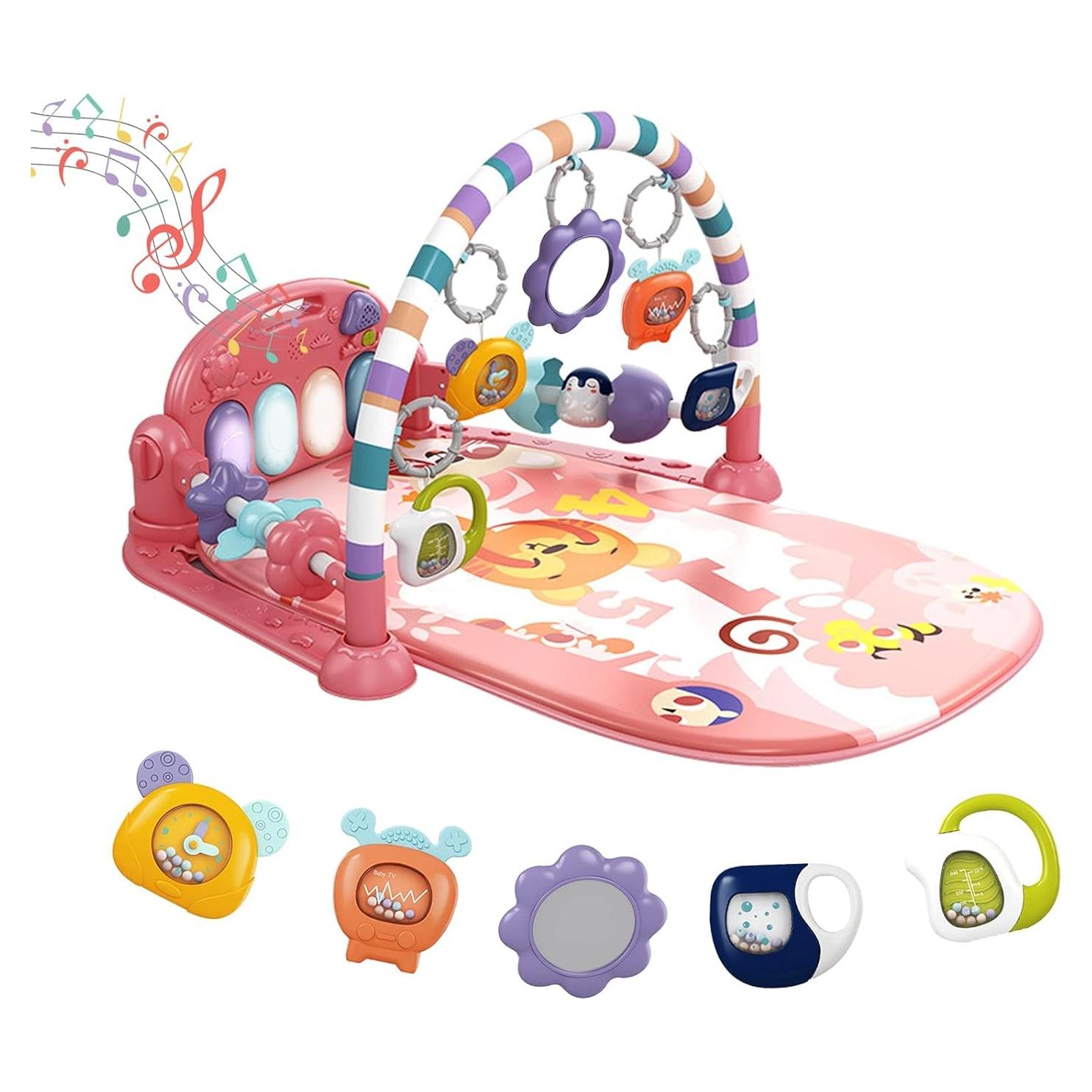 Alfombra de Juego para Bebés Dearlomum con Piano Rosa