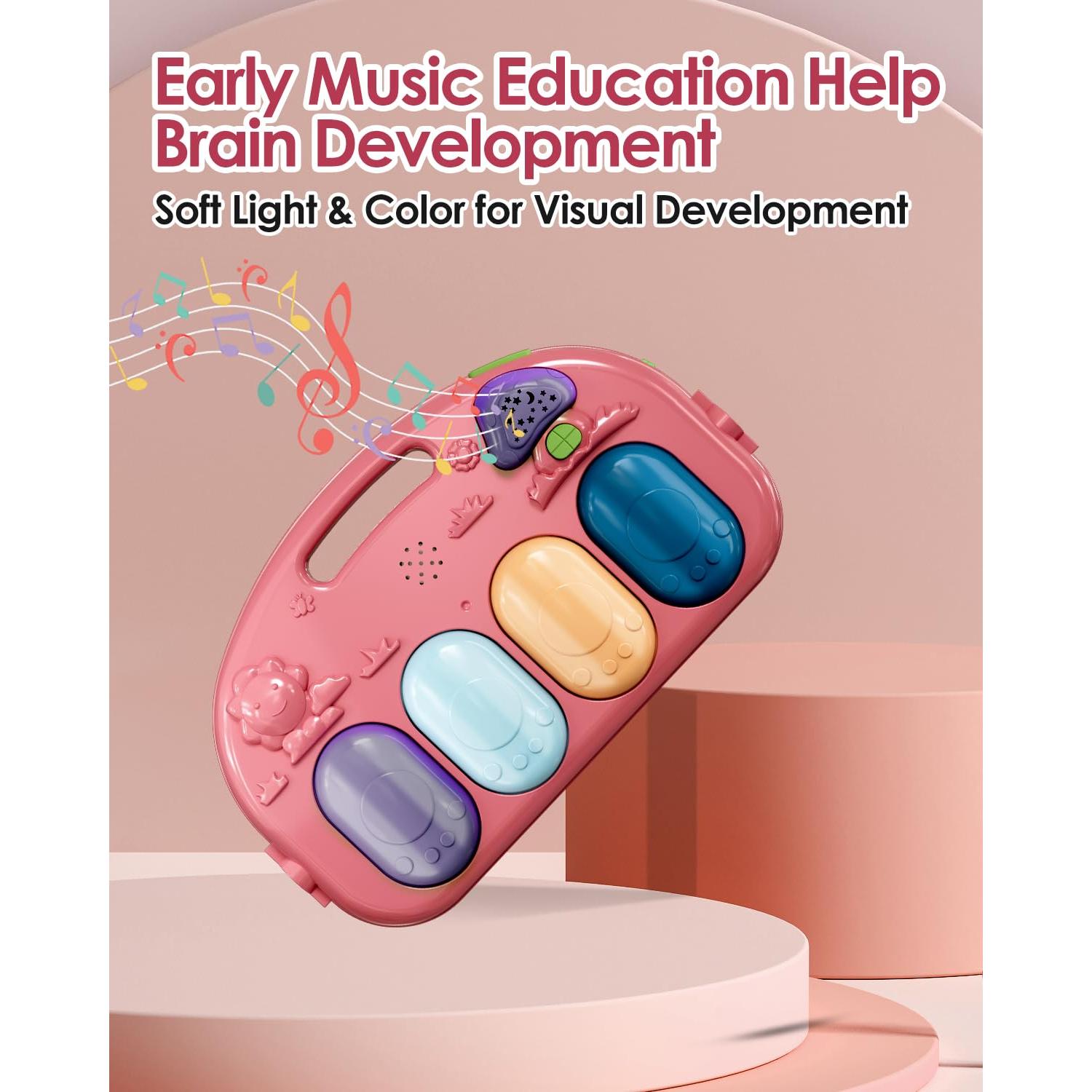 Alfombra de Juego para Bebés Dearlomum con Piano Rosa