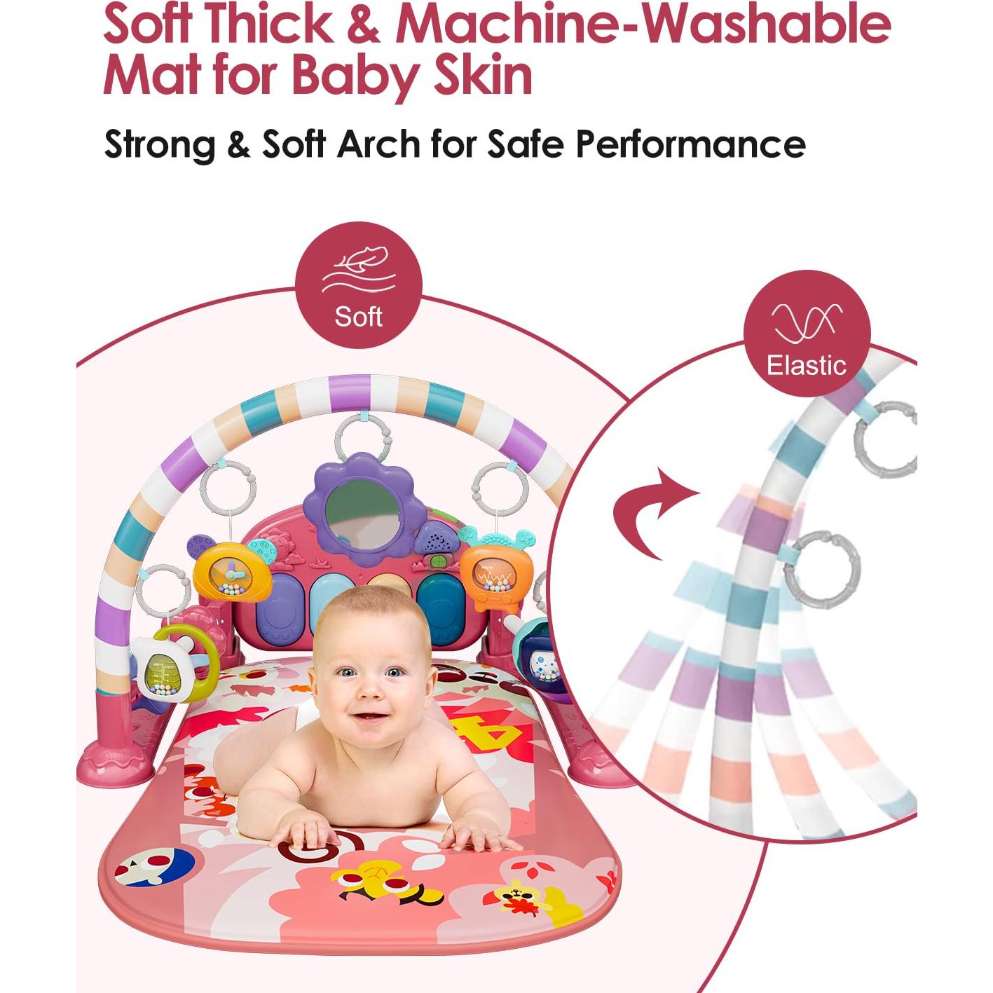 Alfombra de Juego para Bebés Dearlomum con Piano Rosa