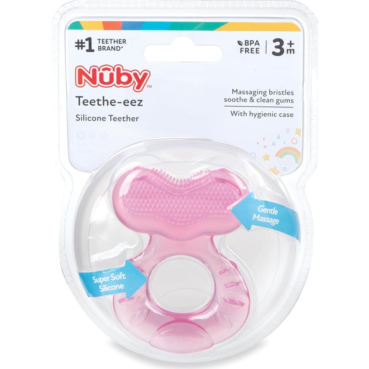 Mordedor Nuby Teethe-EEZ Silicona Rosa con Estuche