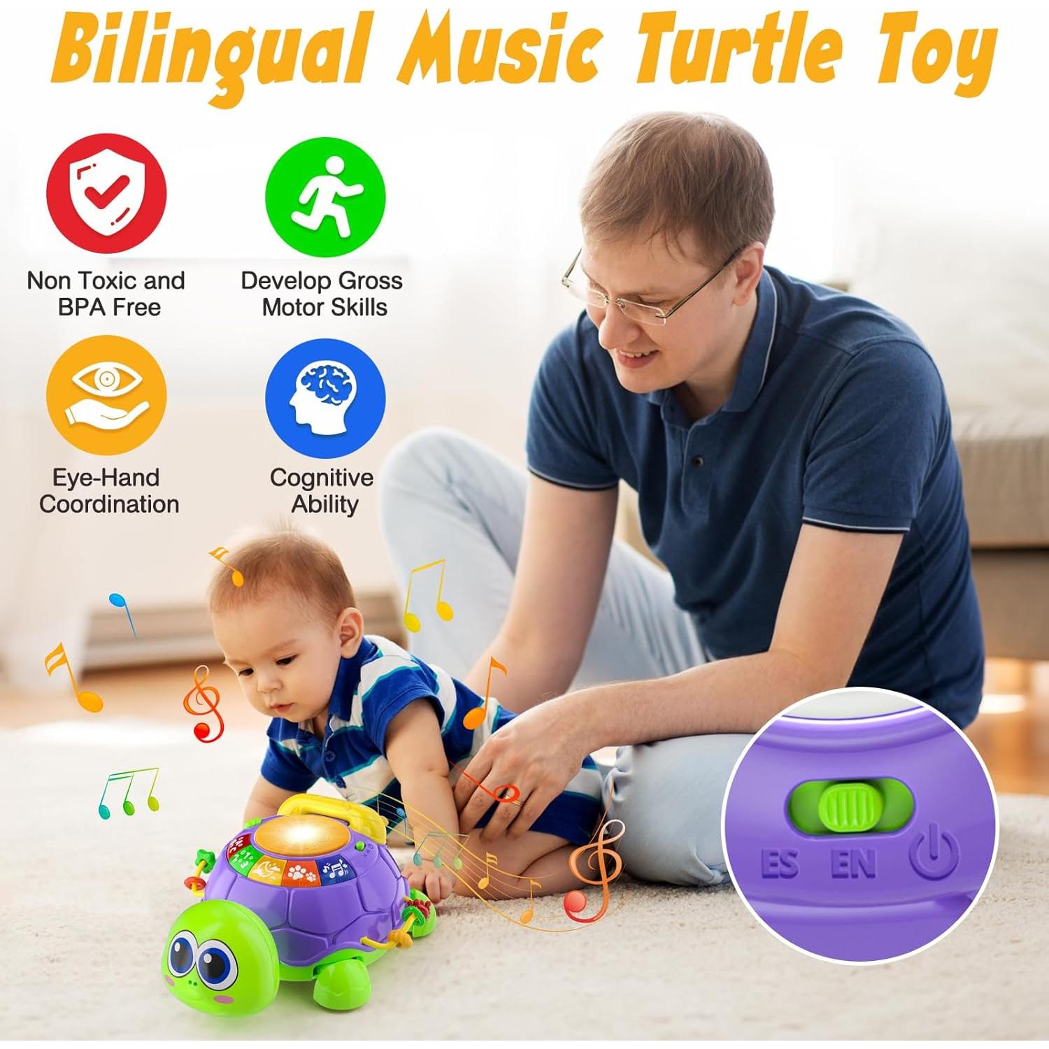 Tortuga Musical para Gatear Glzm con Luz y Sonidos