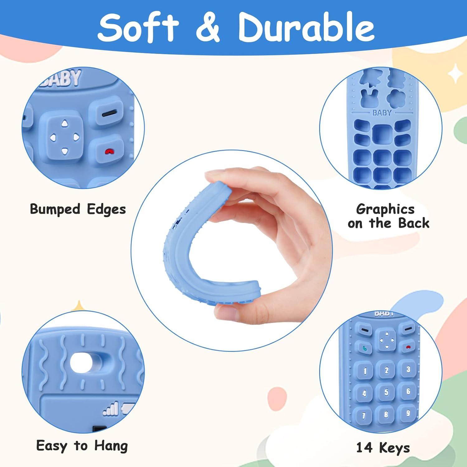 Mordedores de Silicona para Bebés 2PCS Teléfono Azul/Rosa